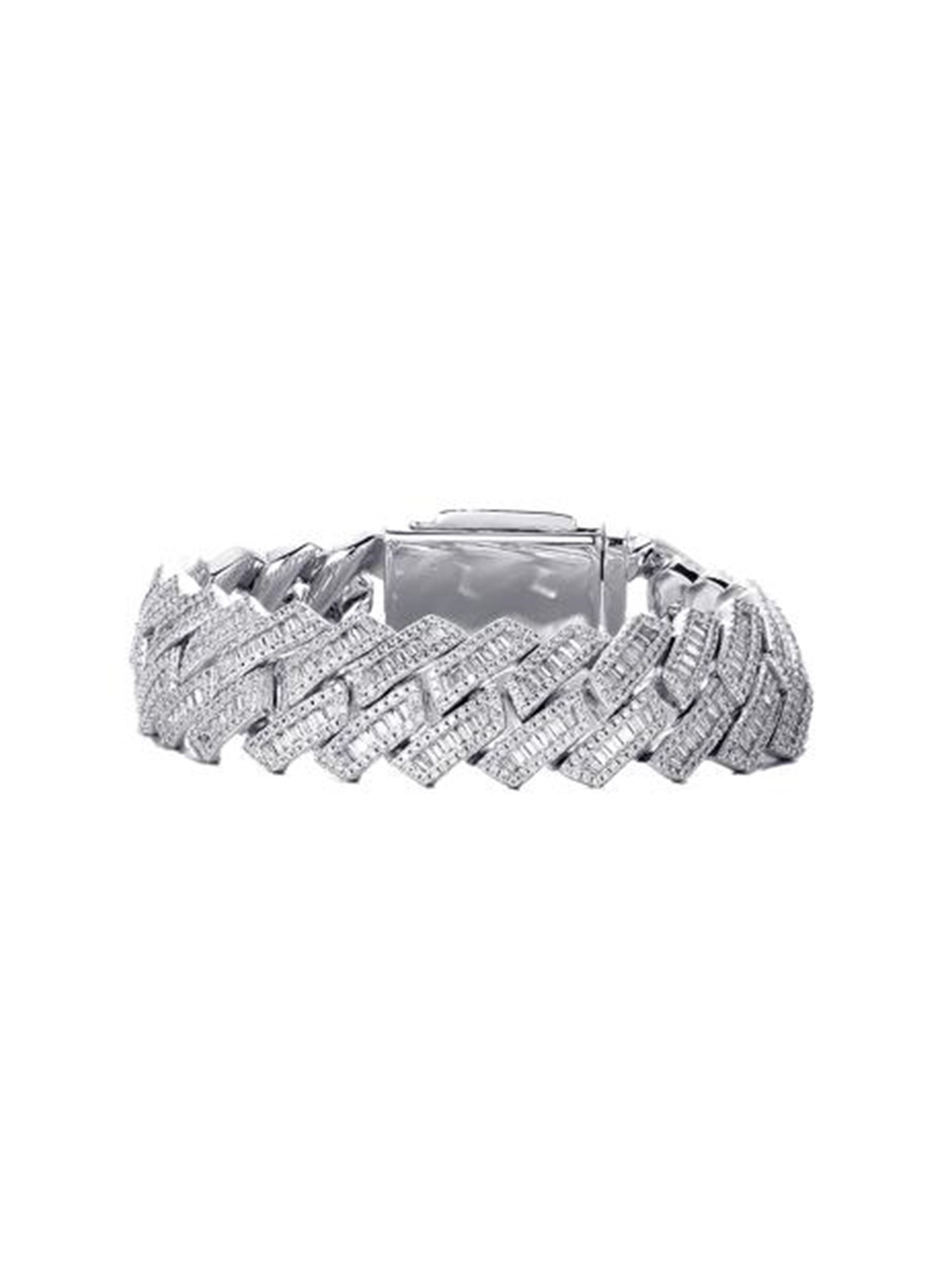 

Drip Project Men Cubic Zirconia Studded 14k White Gold Plated Wraparound Bracelet, Silver