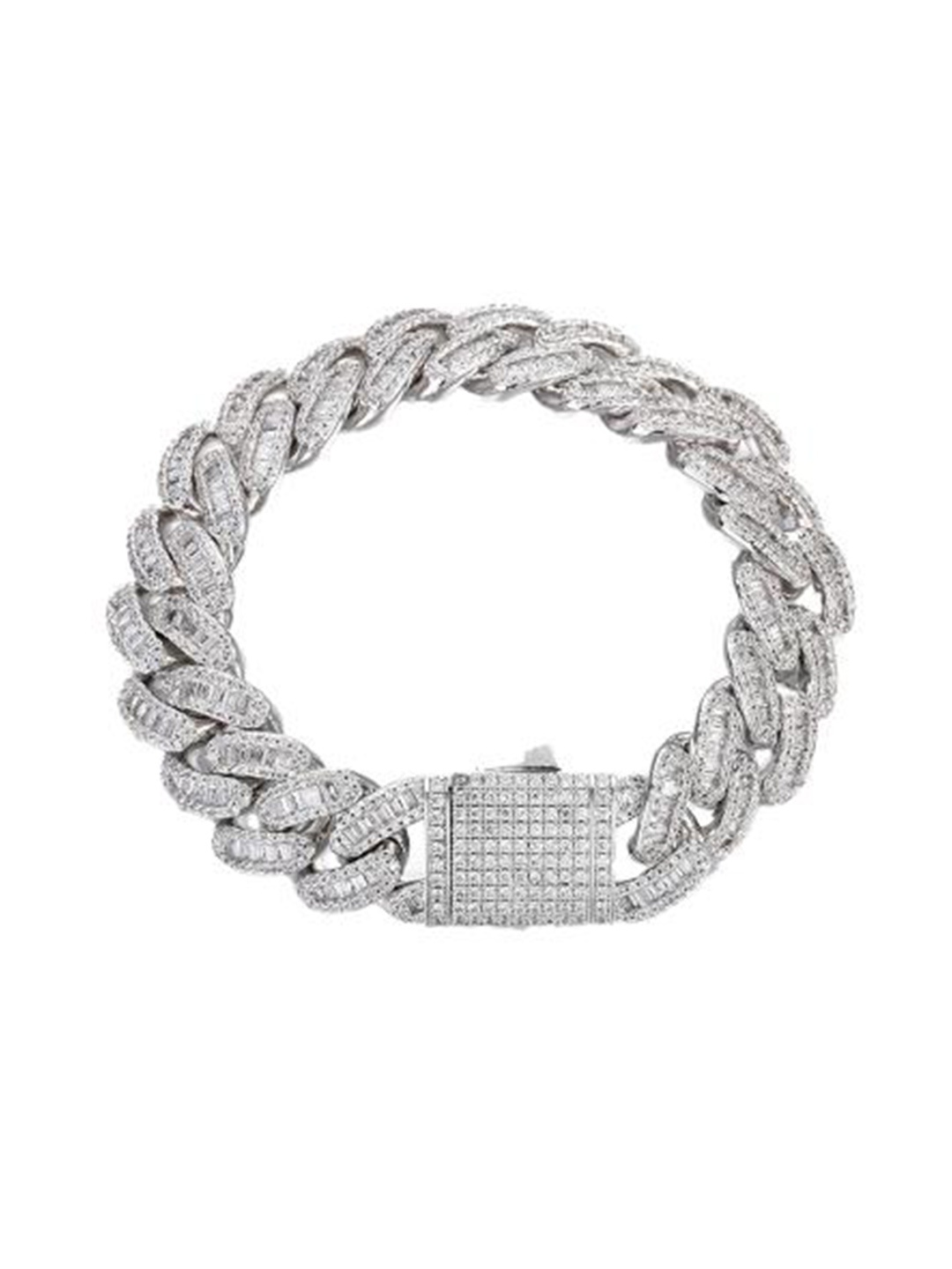 

Drip Project Men 14k White Gold Plated Cubic Zirconia Studded Wraparound Bracelet, Silver