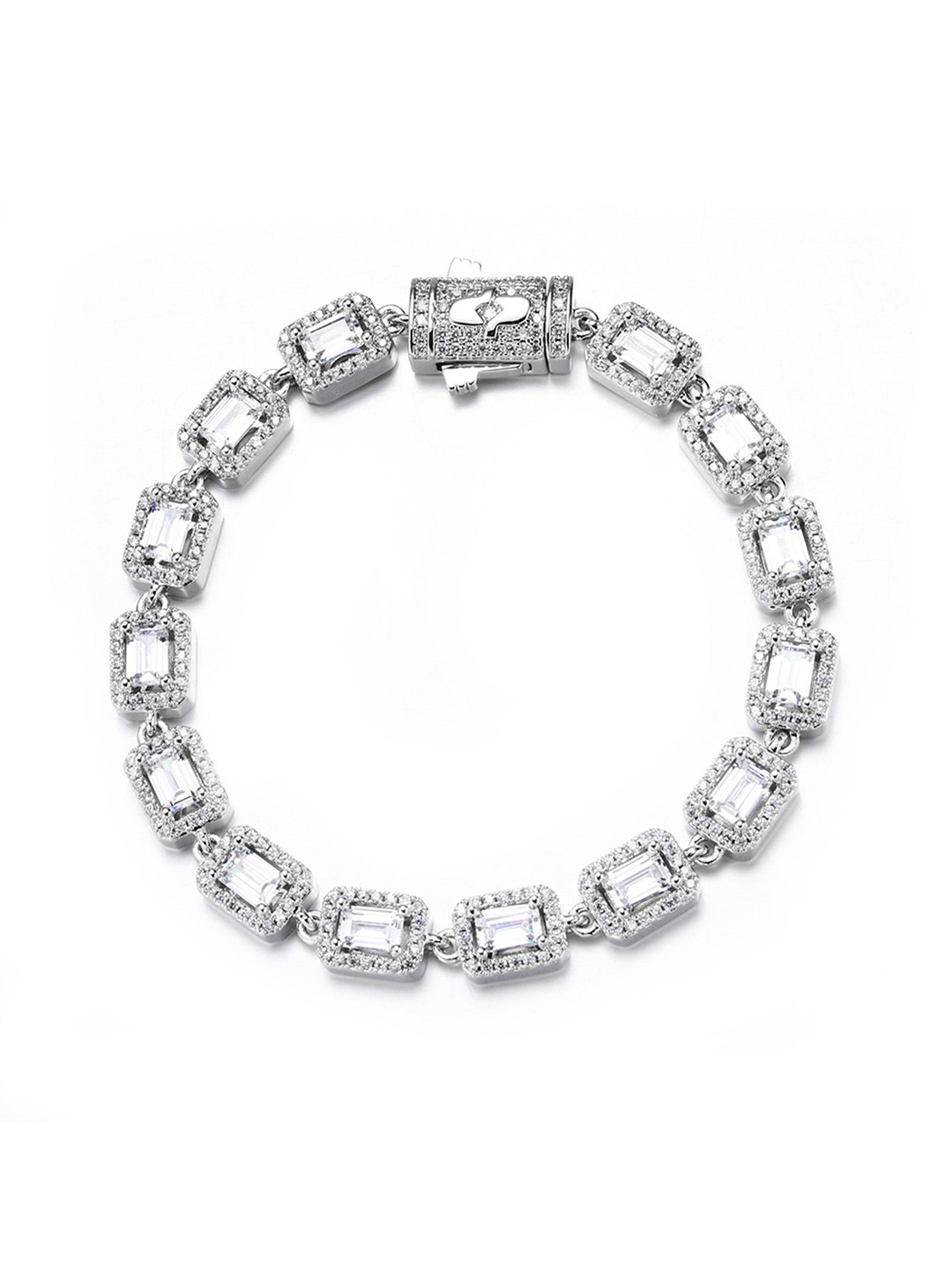 

Drip Project Men Cubic Zirconia Rhodium-Plated Wraparound Bracelet, Silver