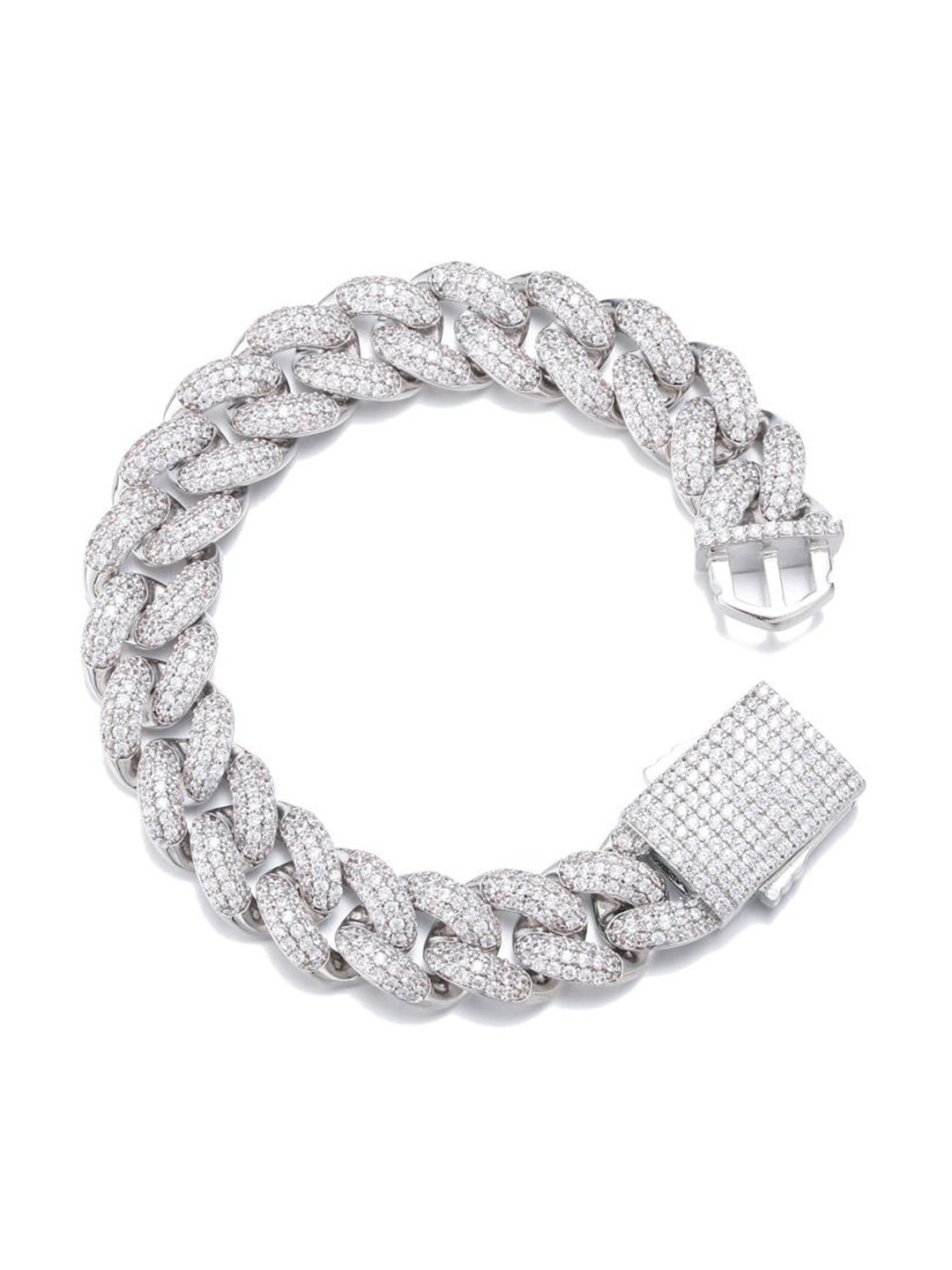 

Drip Project Men Cubic Zirconia Rhodium-Plated Wraparound Bracelet, Silver