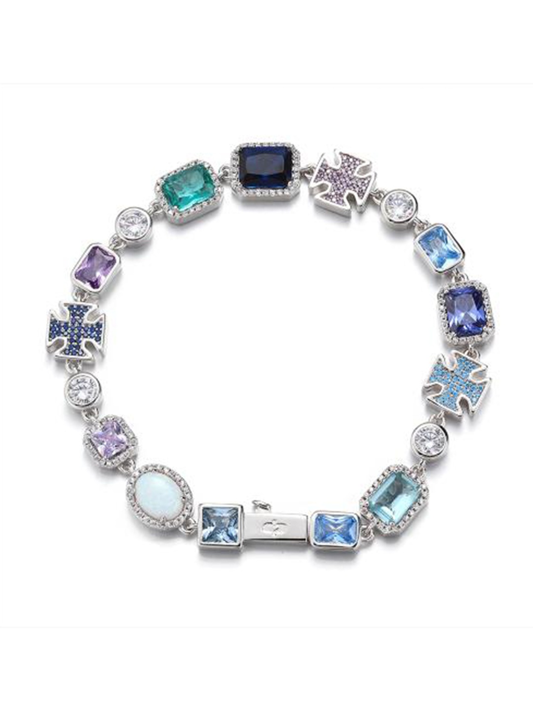 

Drip Project Men Cubic Zirconia Rhodium-Plated Wraparound Bracelet, Silver