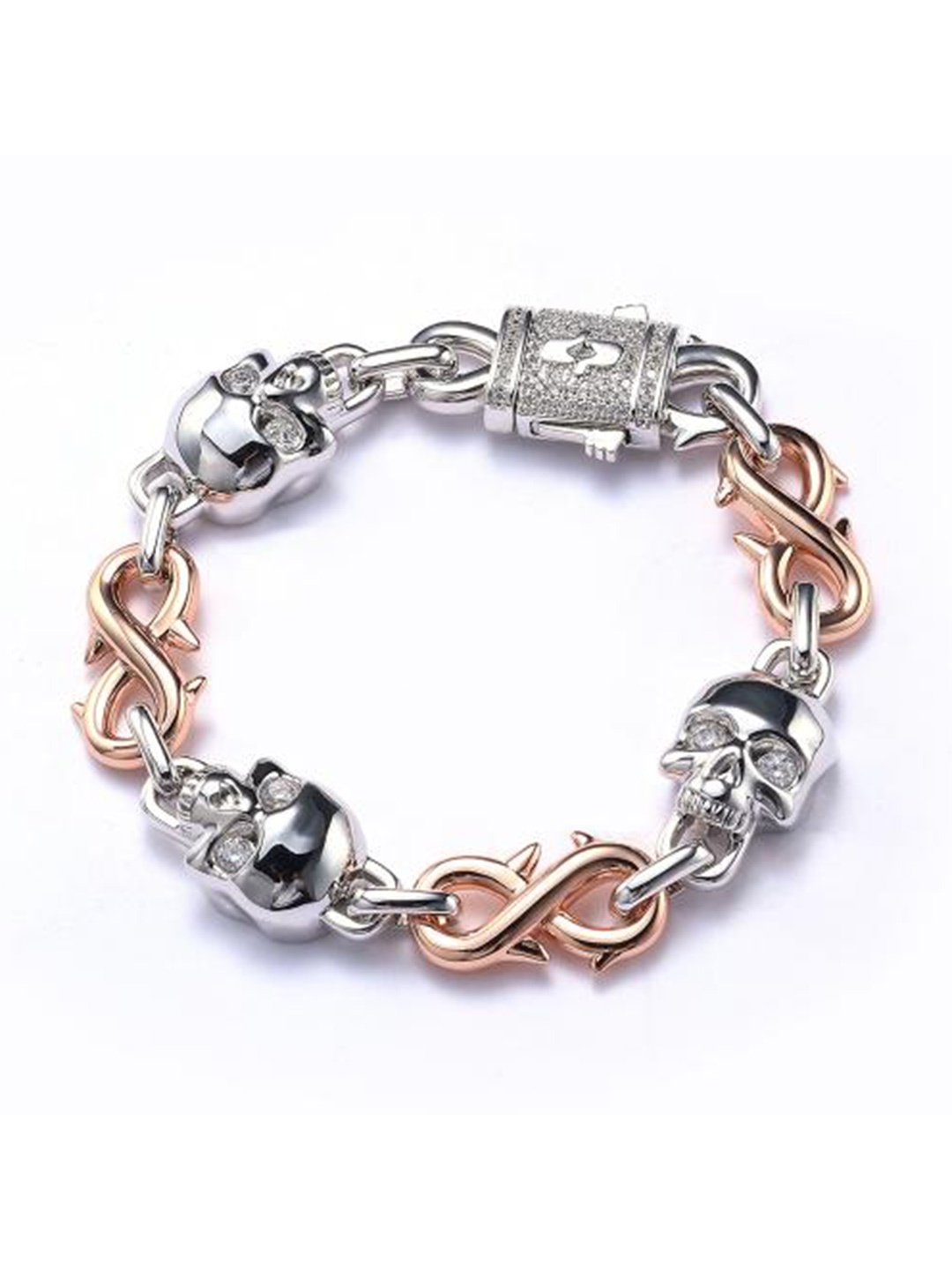 

Drip Project Men Cubic Zirconia Rhodium-Plated Link Bracelet, Silver