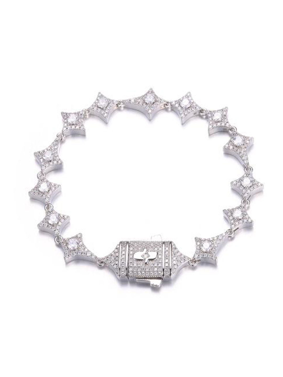

Drip Project Men Cubic Zirconia Rhodium Plated Wraparound Bracelet, Silver