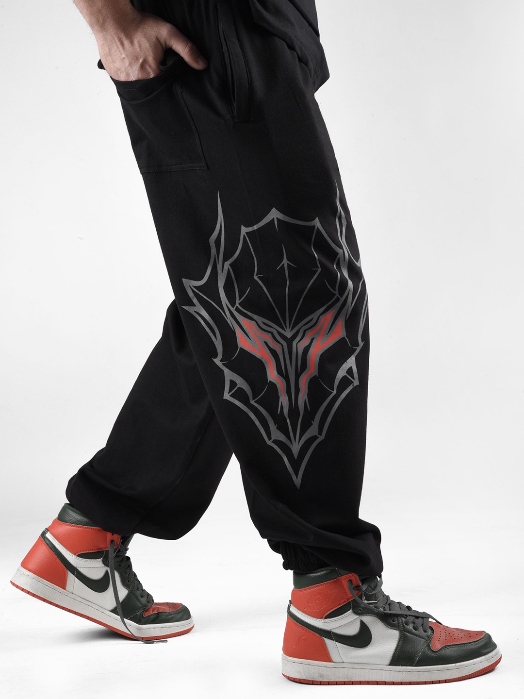 

COMICSENSE Men Berserk Cursed Anime Printed Cotton Baggy Fit Jogger Track Pants, Black