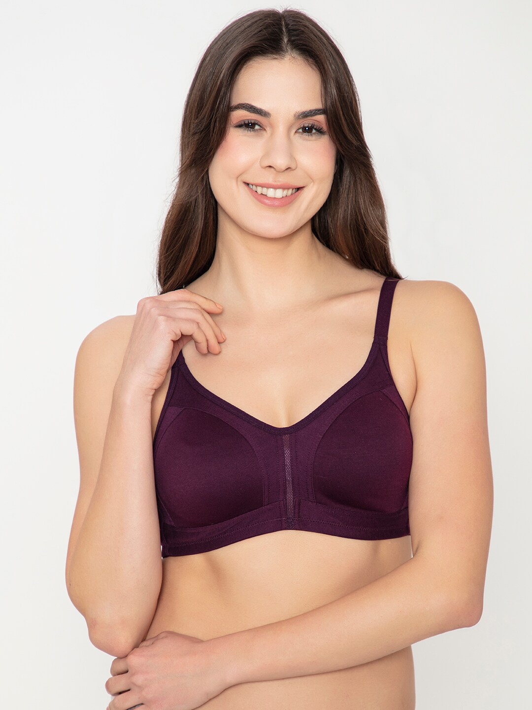 

B'ZAR Non Padded Non-Wired Seamless Cotton Minimizer Bra With All Day Comfort, Purple