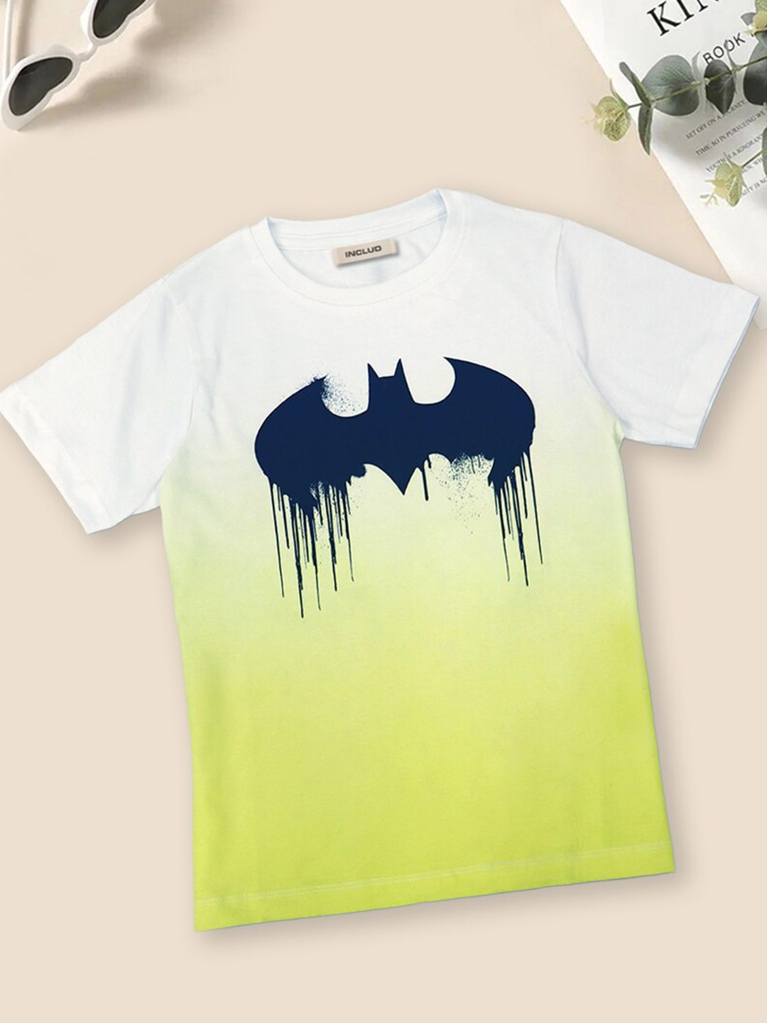 

INCLUD Boys Batman Printed Pure Cotton T-Shirt, White