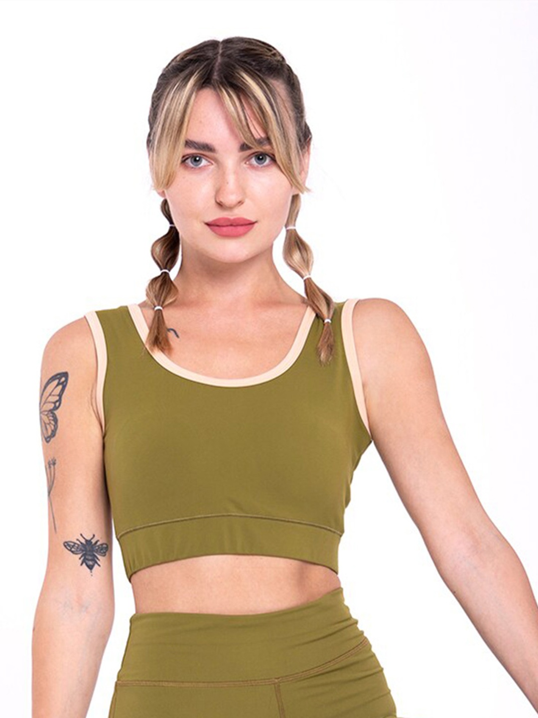 

Myriad Full Coverage Lightly Padded Workout Bra With Moisture Wicking, Olive