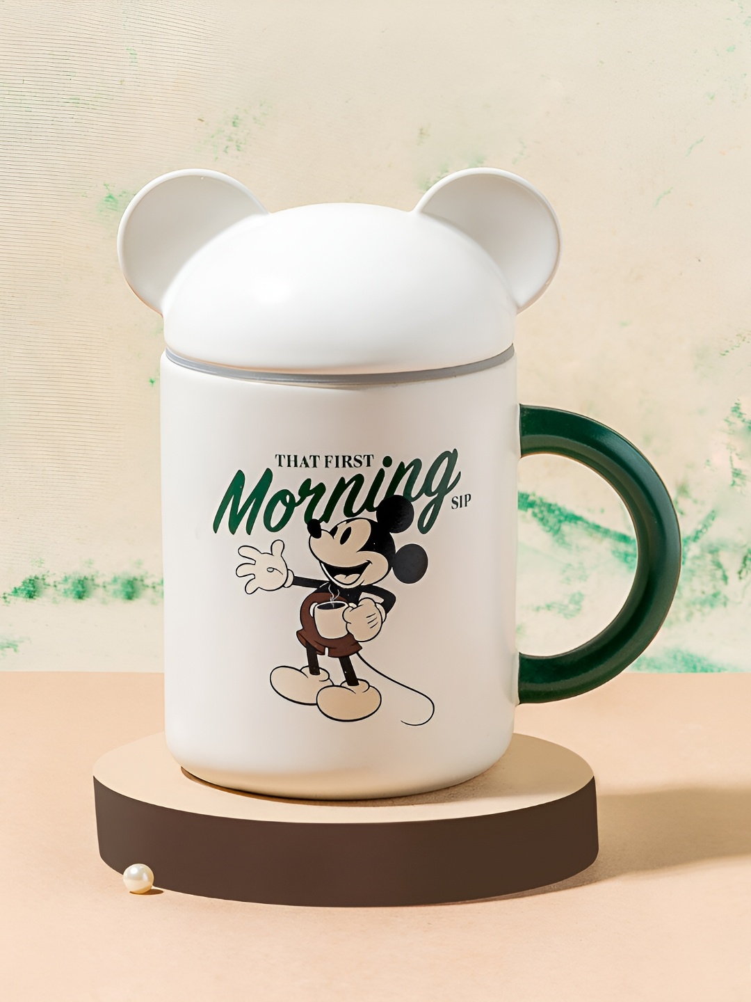 

Starbucks White & Green Mickey Printed Ceramic Matte Mug 355 ml