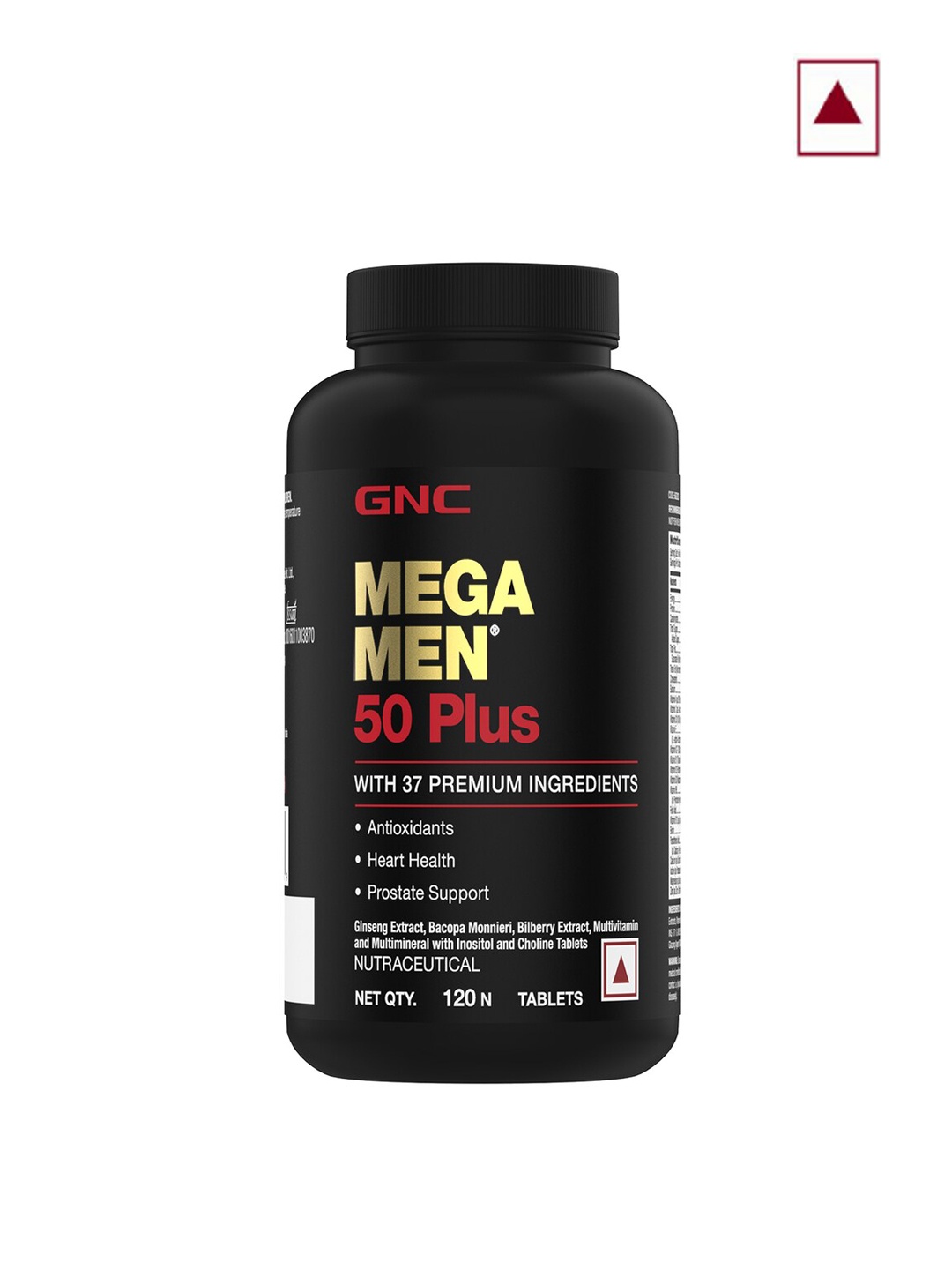 

GNC Mega Men 50 Plus Multivitamin With 37 Premium Ingredients- 120 Tablets, Black