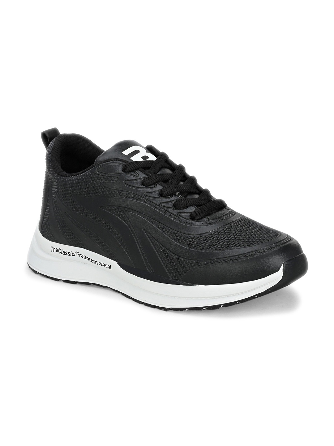 

BUCIK Men Textured Lightweight Lace Up Sneakers, Black