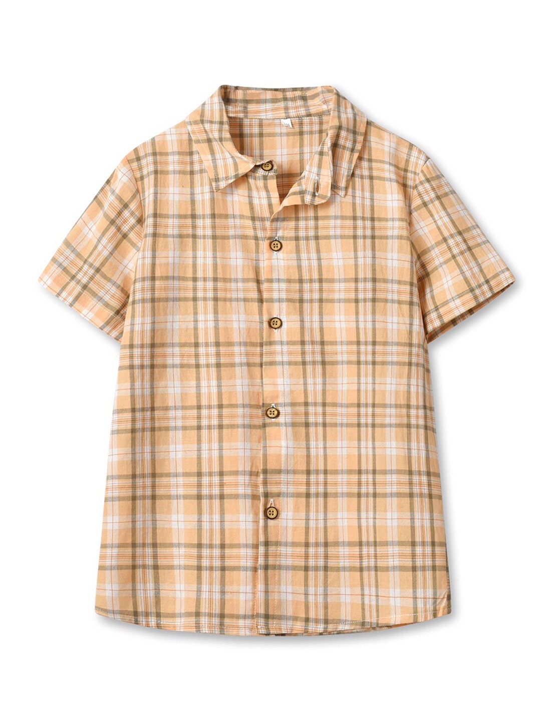 

StyleCast Boys Khaki Tartan Checked Spread Collar Cotton Casual Shirt