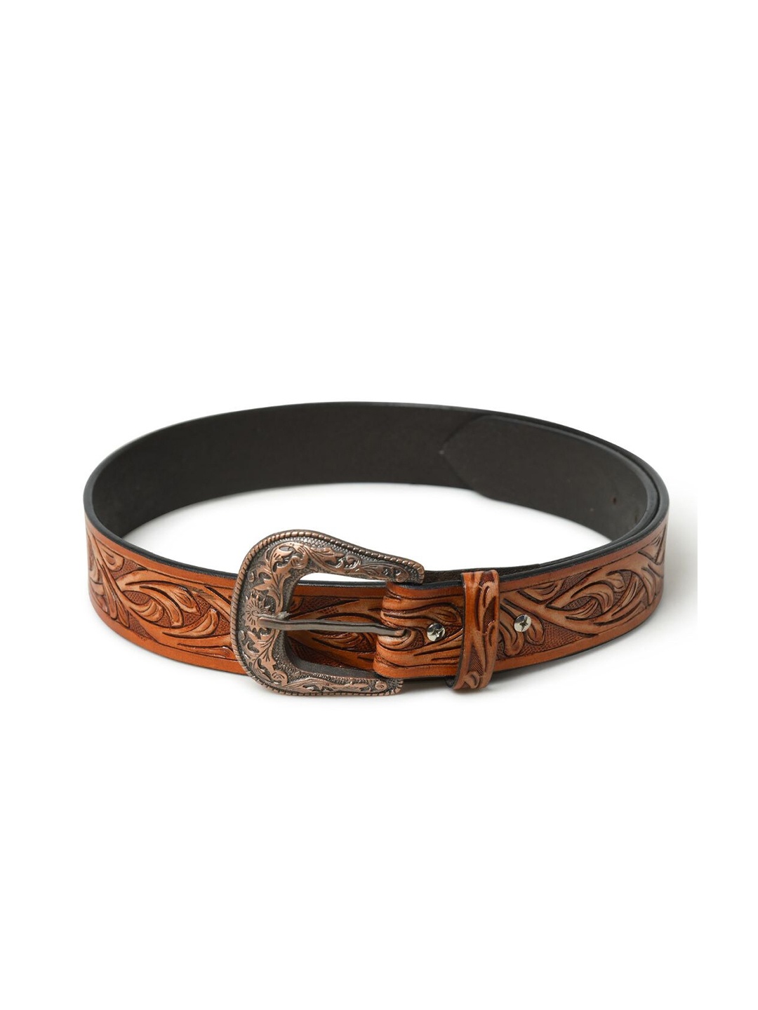 

MaheTri Men Textured Leather Belt, Brown