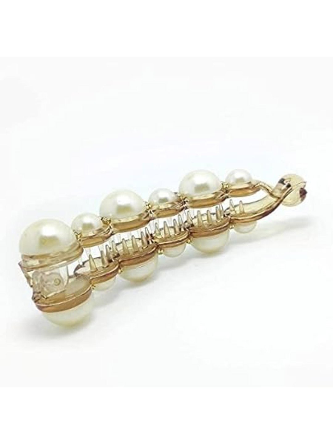 

DN Creation Pearl Embellished Banana Clip, White