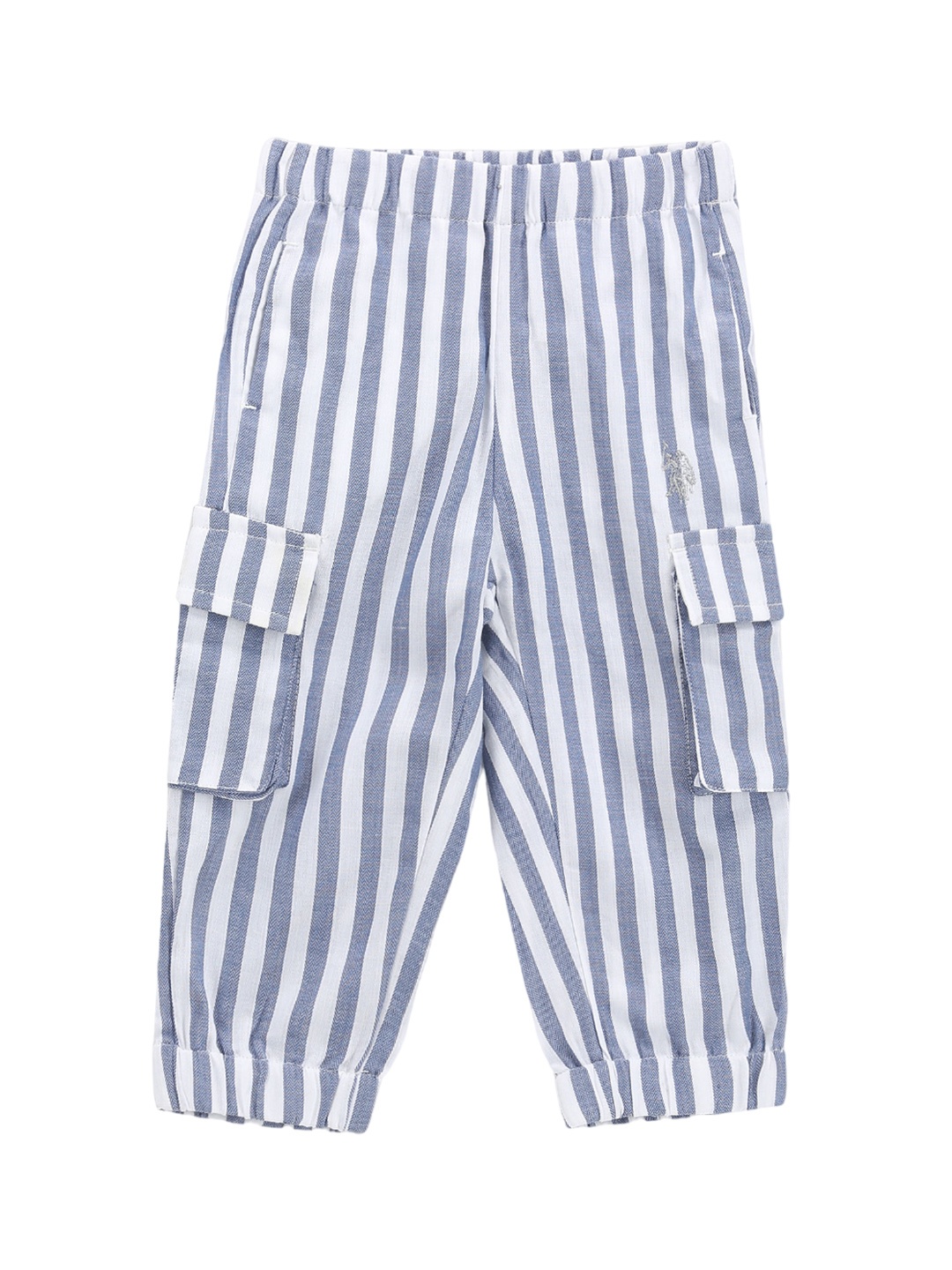 

U.S. Polo Assn. Kids Girls Striped Classic Herringbone Weave Cargo Trousers, Blue