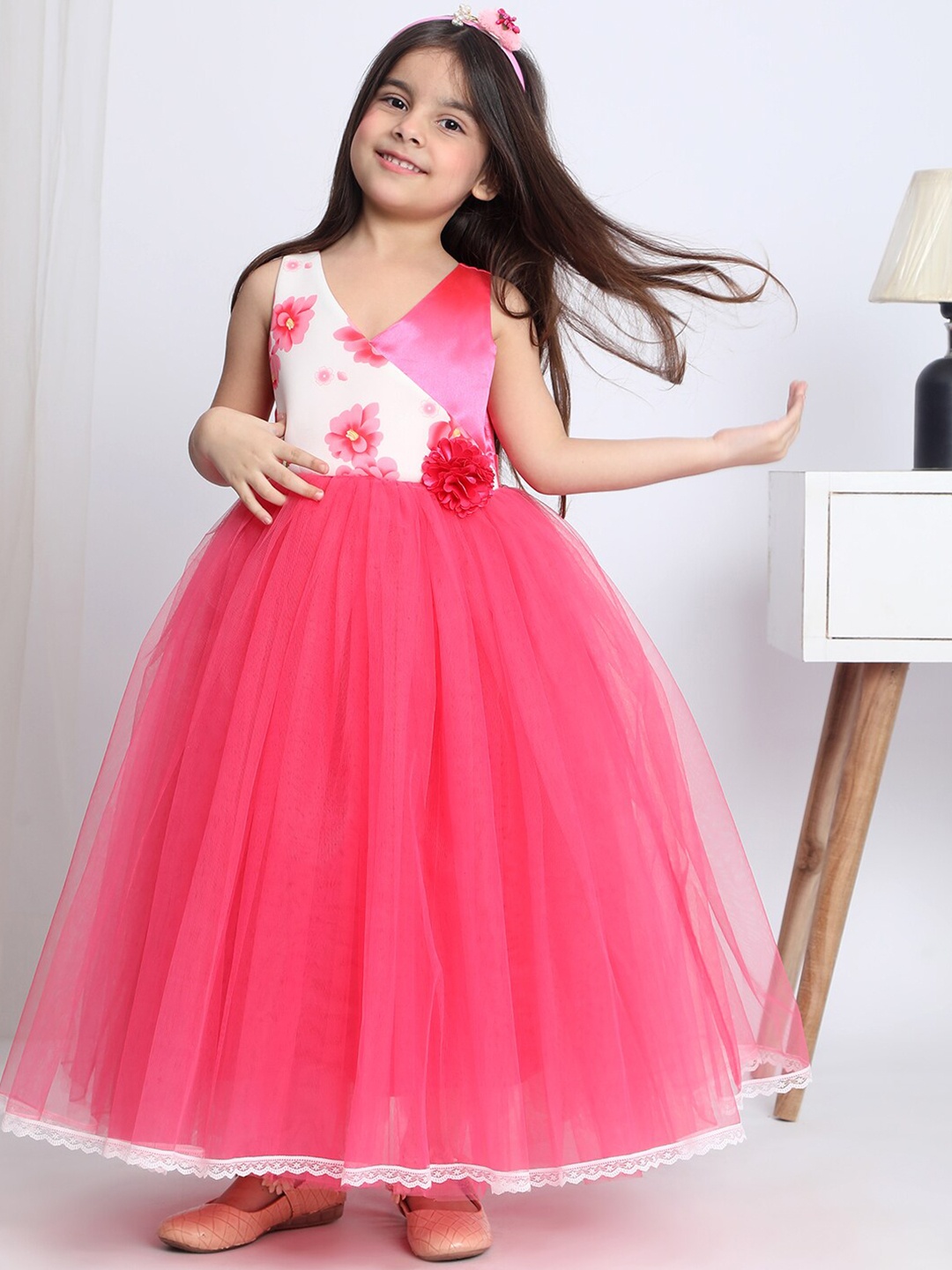 

Toy Balloon kids Girls Embellished Net Fit & Flare Dress, Pink