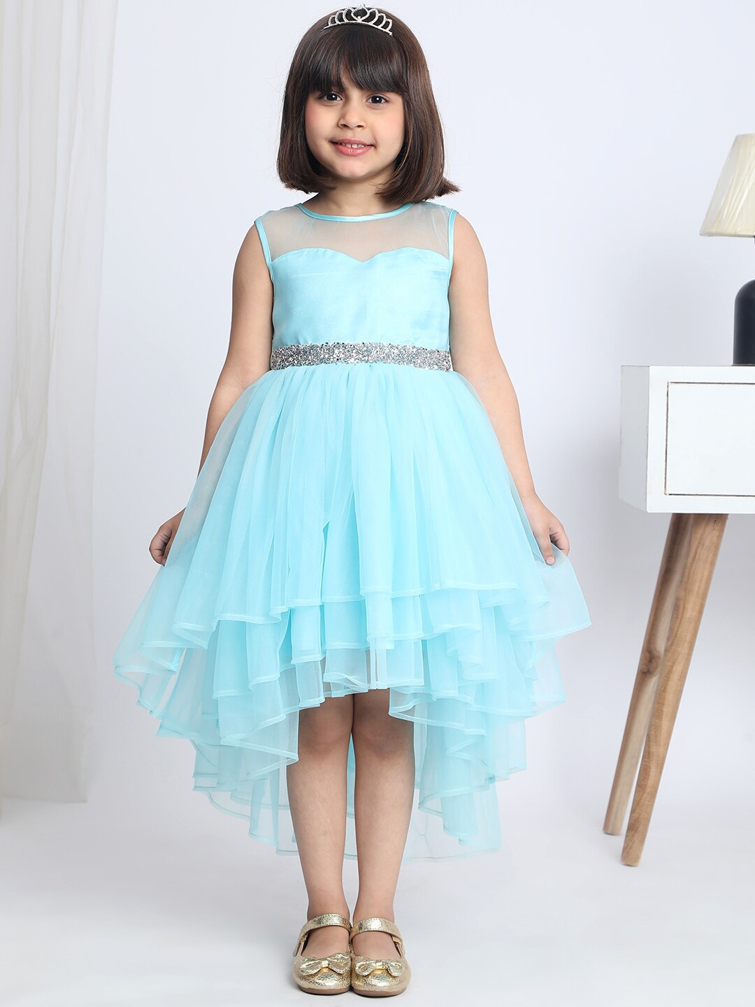 

Toy Balloon kids Girls Embellished Net Fit & Flare Dress, Blue