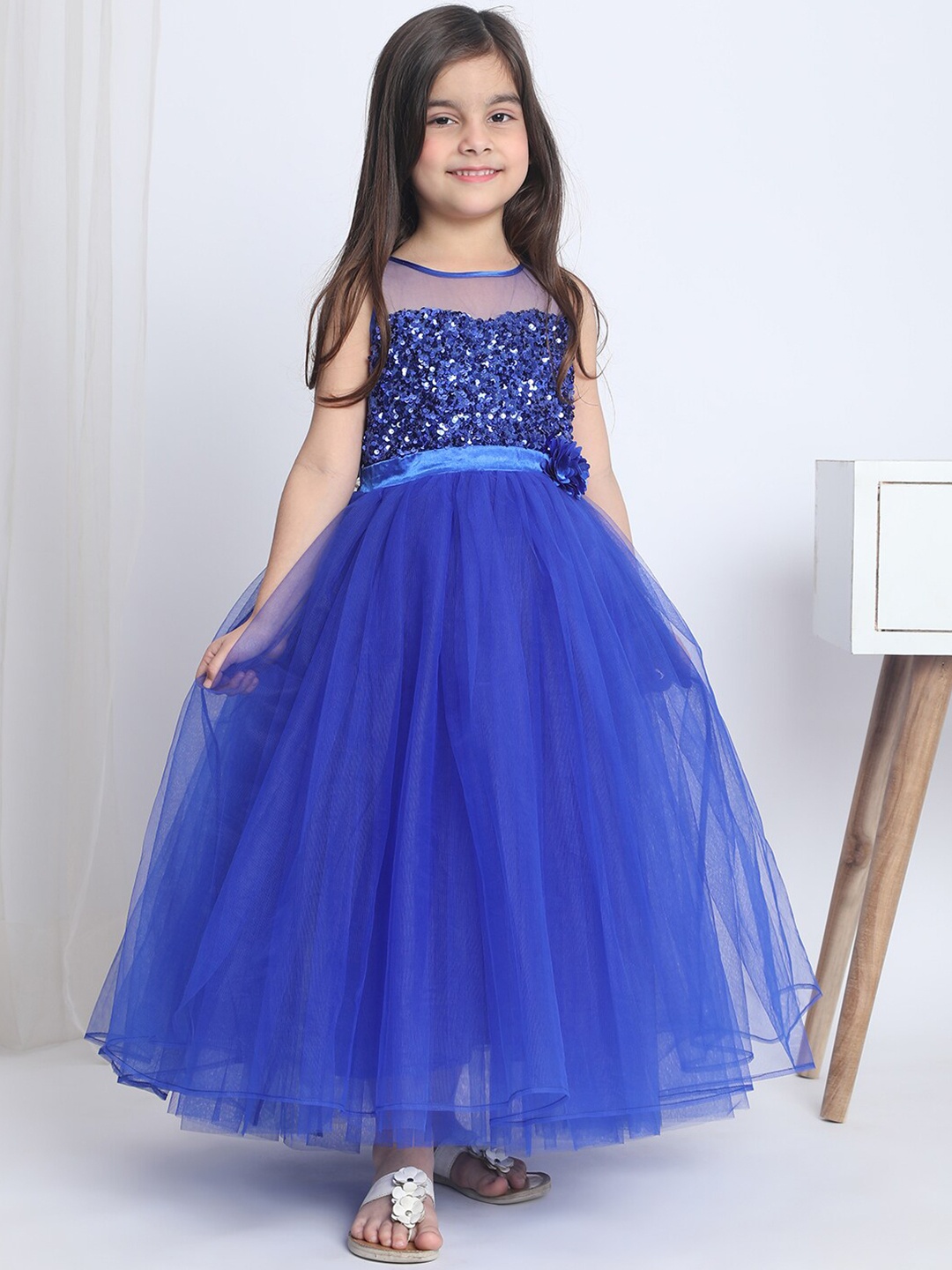 

Toy Balloon kids Girls Embellished Net Fit & Flare Dress, Blue