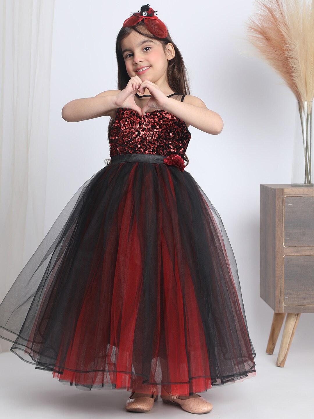 

Toy Balloon kids Girls Embellished Net Fit & Flare Dress, Black