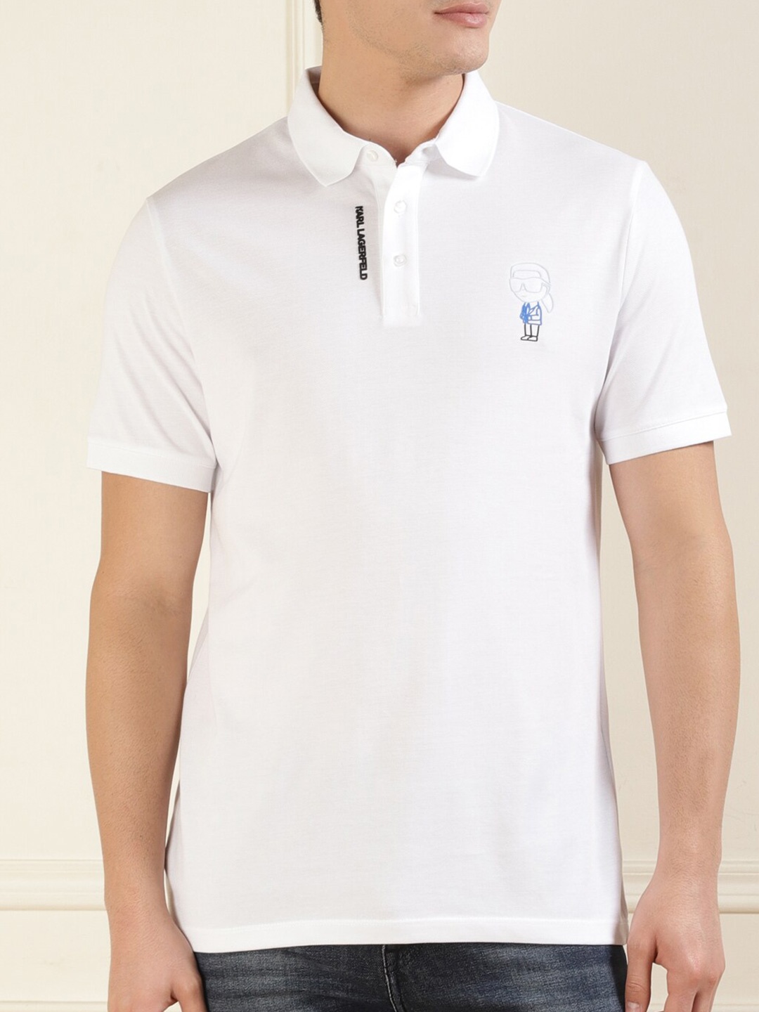 

Karl Lagerfeld Polo Collar Cotton T-Shirt, White