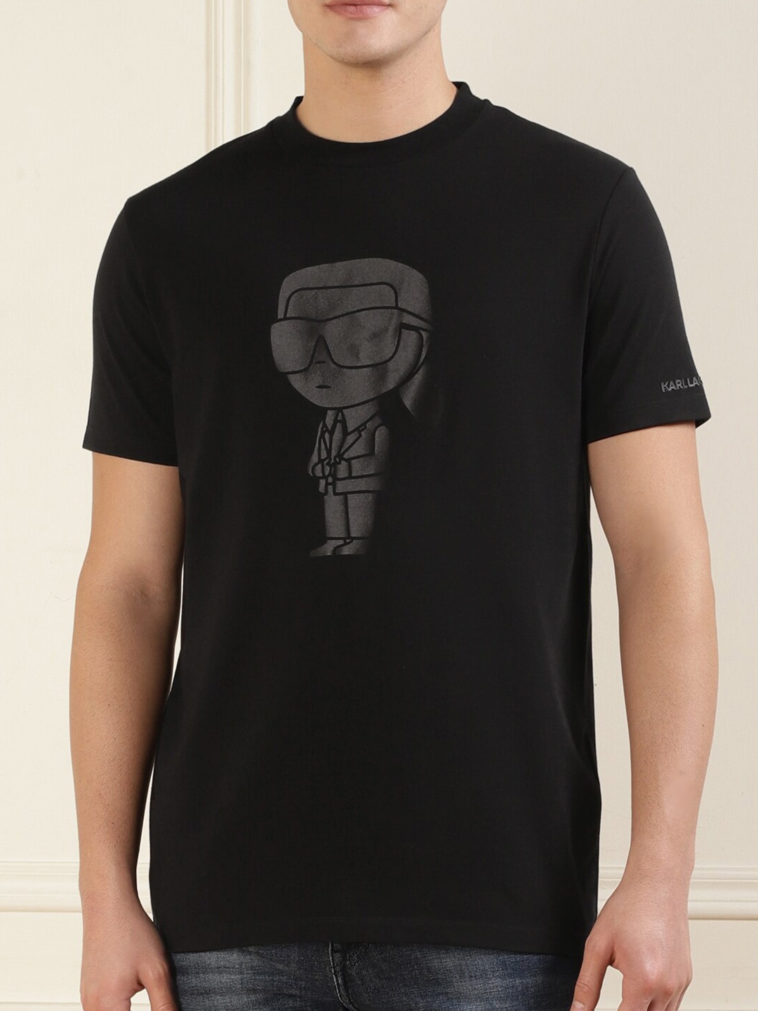 

Karl Lagerfeld Graphic Printed Round Neck T-Shirt, Black