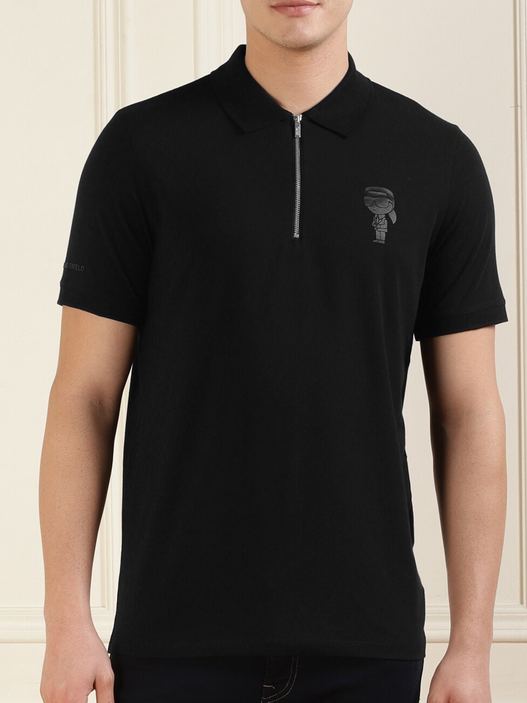 

Karl Lagerfeld Polo Collar Cotton T-Shirt, Black