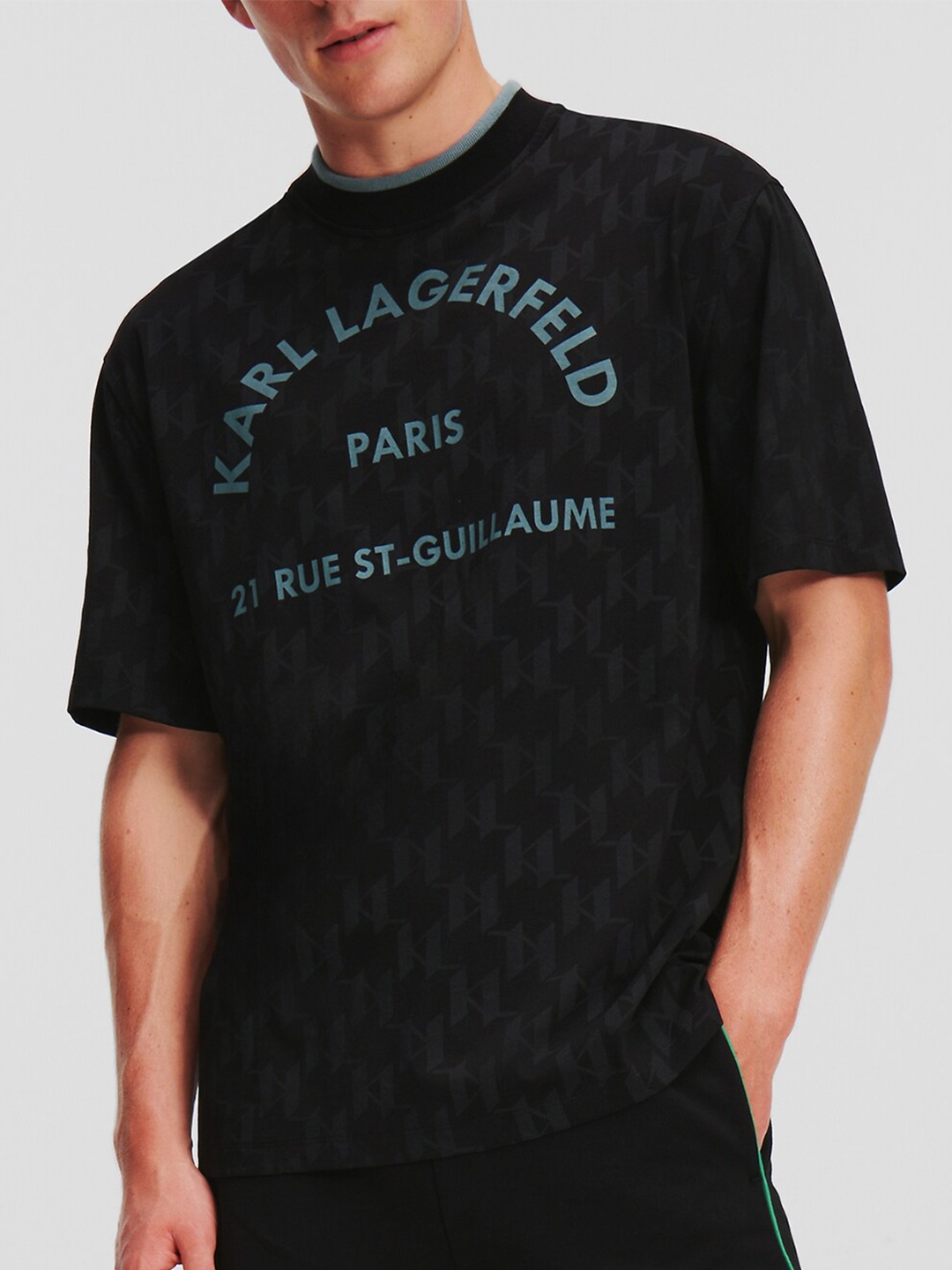 

Karl Lagerfeld Brand Logo Printed Cotton T-shirt, Black