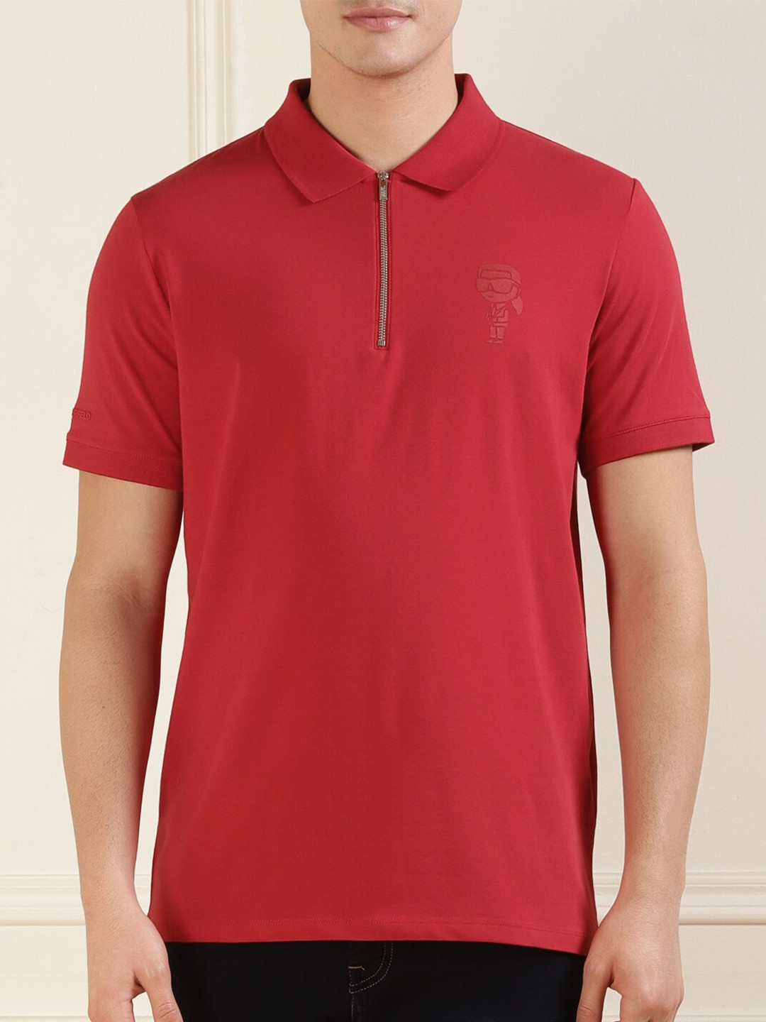 

Karl Lagerfeld Polo Collar Cotton T-shirt, Red