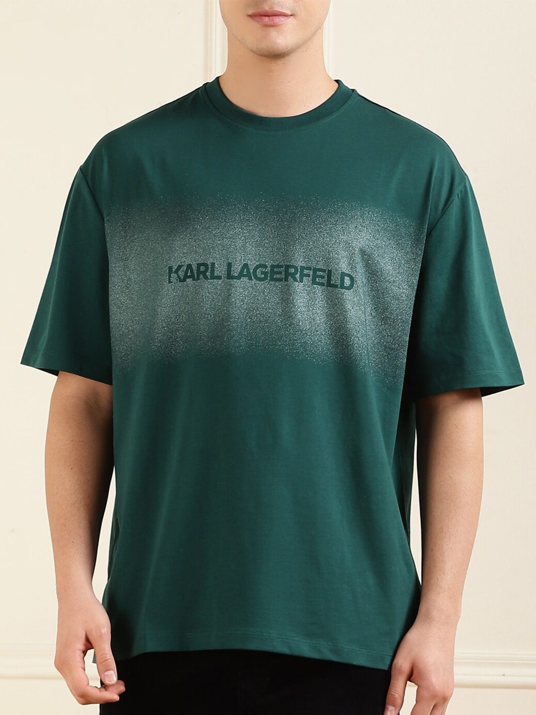 

Karl Lagerfeld Brand Logo Printed Cotton T-shirt, Green