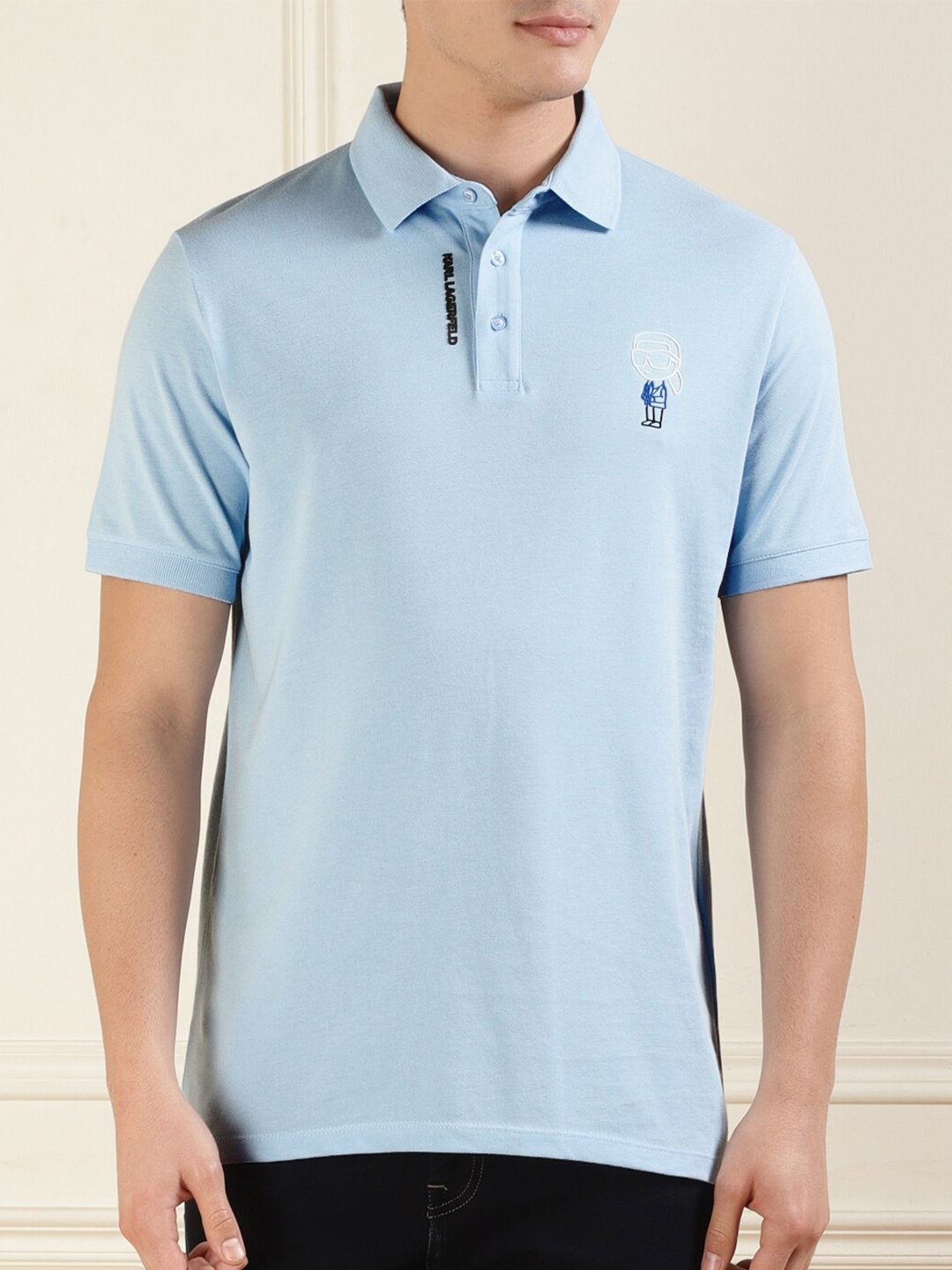 

Karl Lagerfeld Polo Collar Cotton T-shirt, Blue