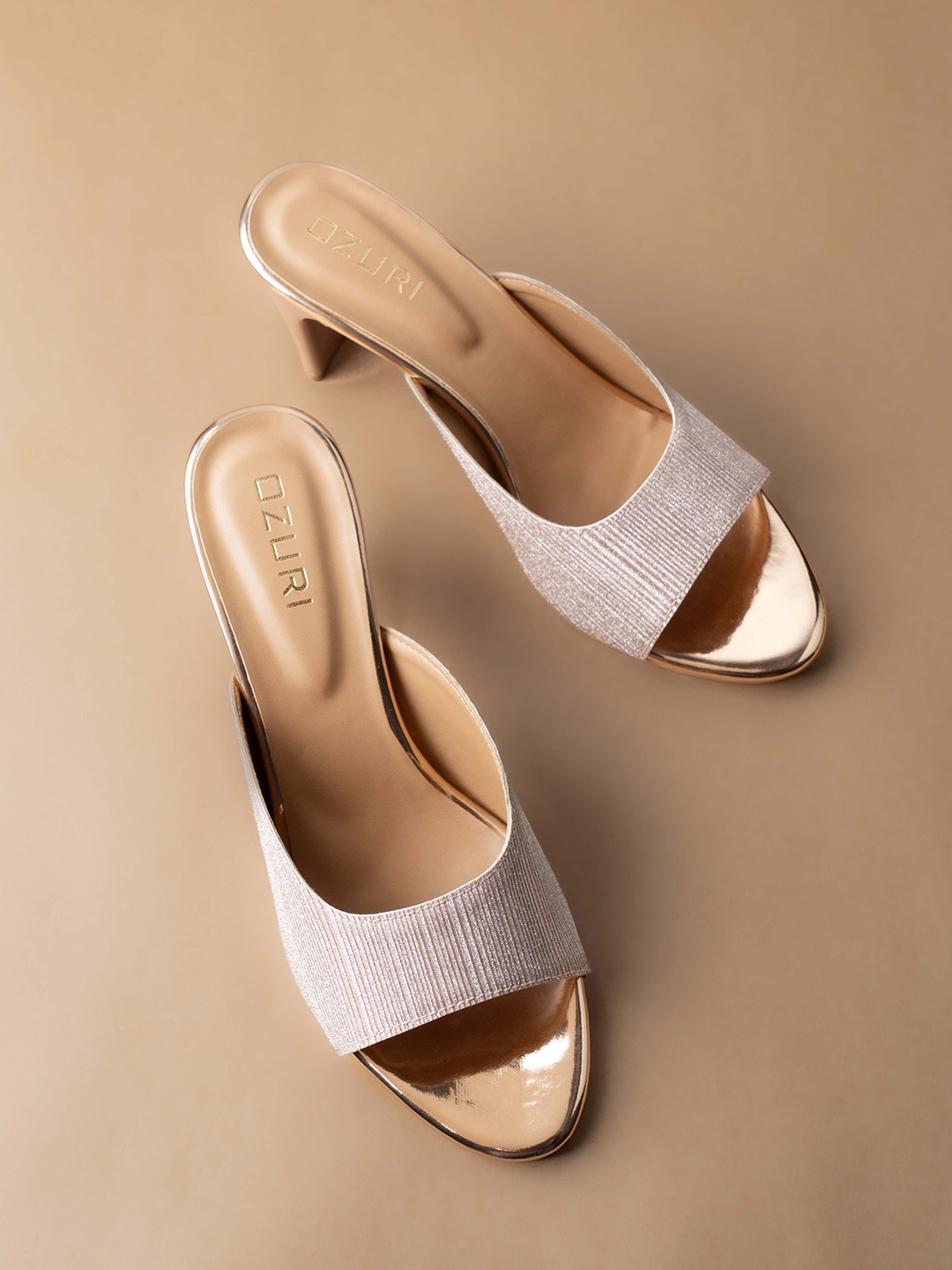 

Ozuri Textured Open Toe Block Heels, Pink