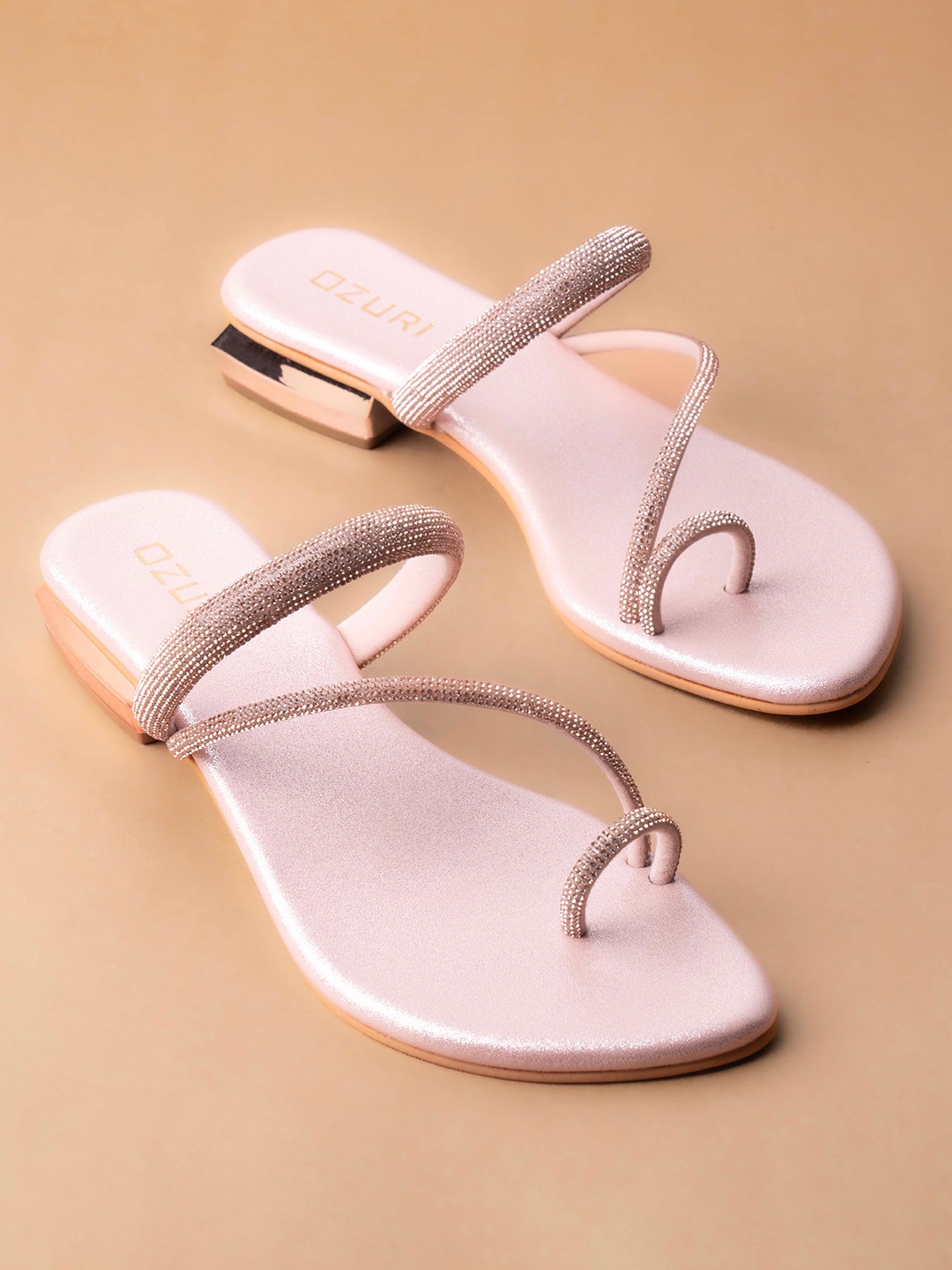 

Ozuri Embellished One Toe Block Heels, Pink