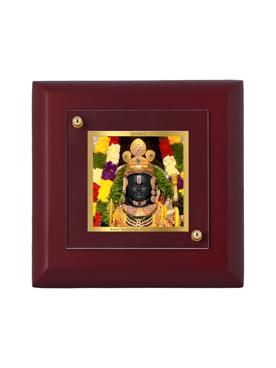

DIVINITI Maroon 24K Gold Plated Foil Ram Lalla Wall Photo Frame