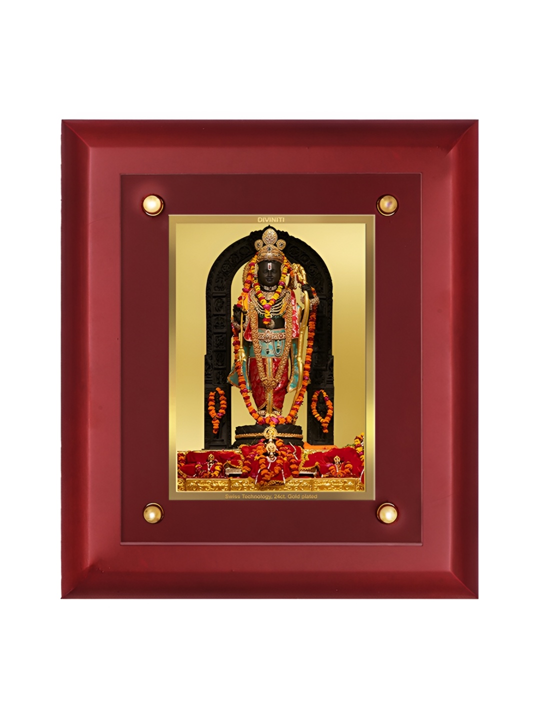 

DIVINITI Maroon 24K Gold Plated Foil Ram Lalla Wall Photo Frame