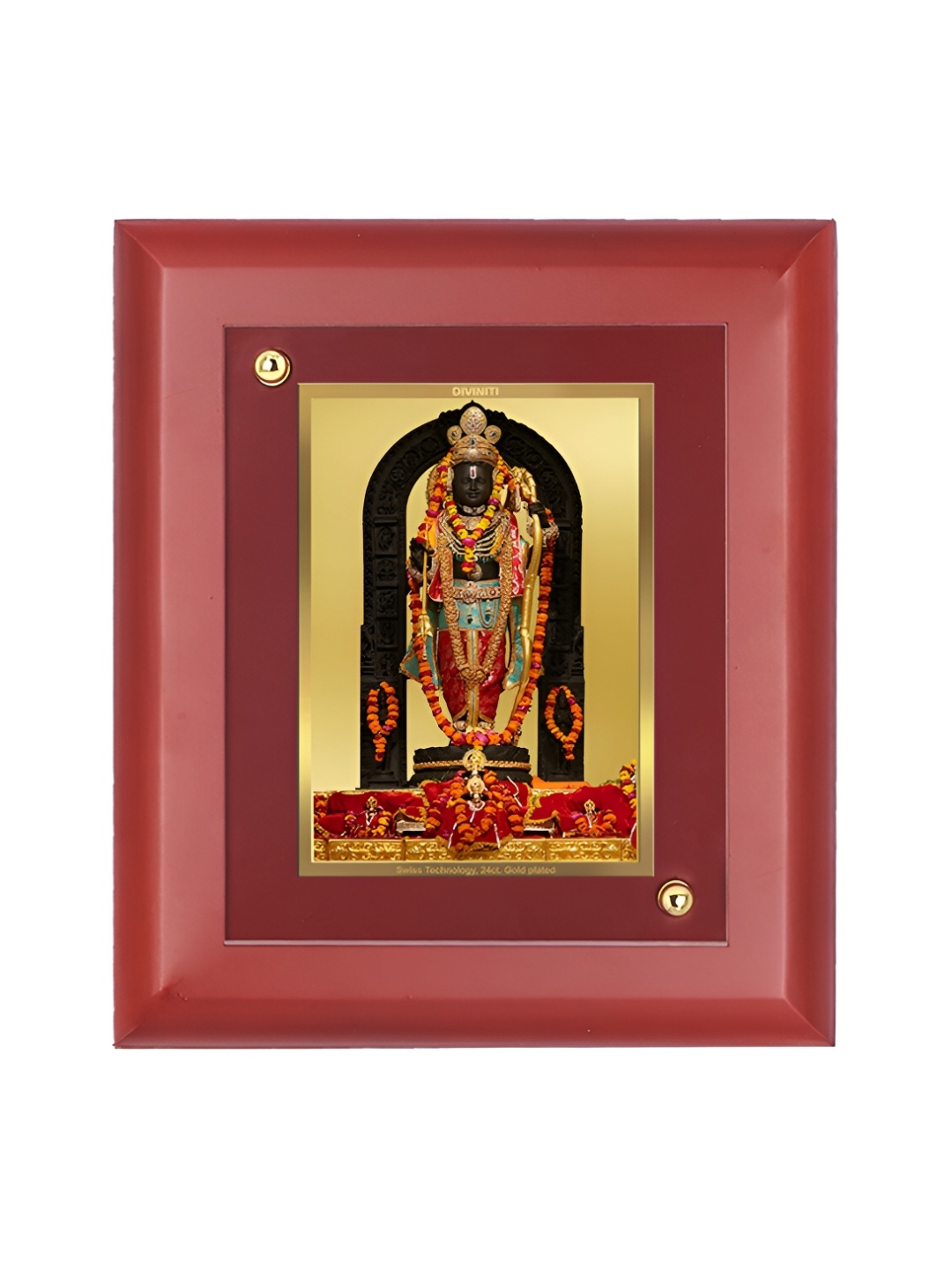 

DIVINITI Maroon 24K Gold Plated Foil Ram Lalla Wall Photo Frame