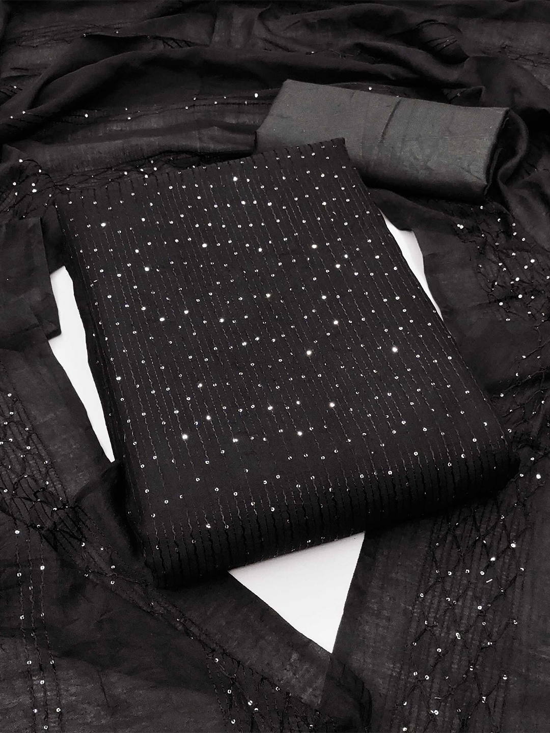 

Panzora Embroidered Unstitched Dress Material, Black