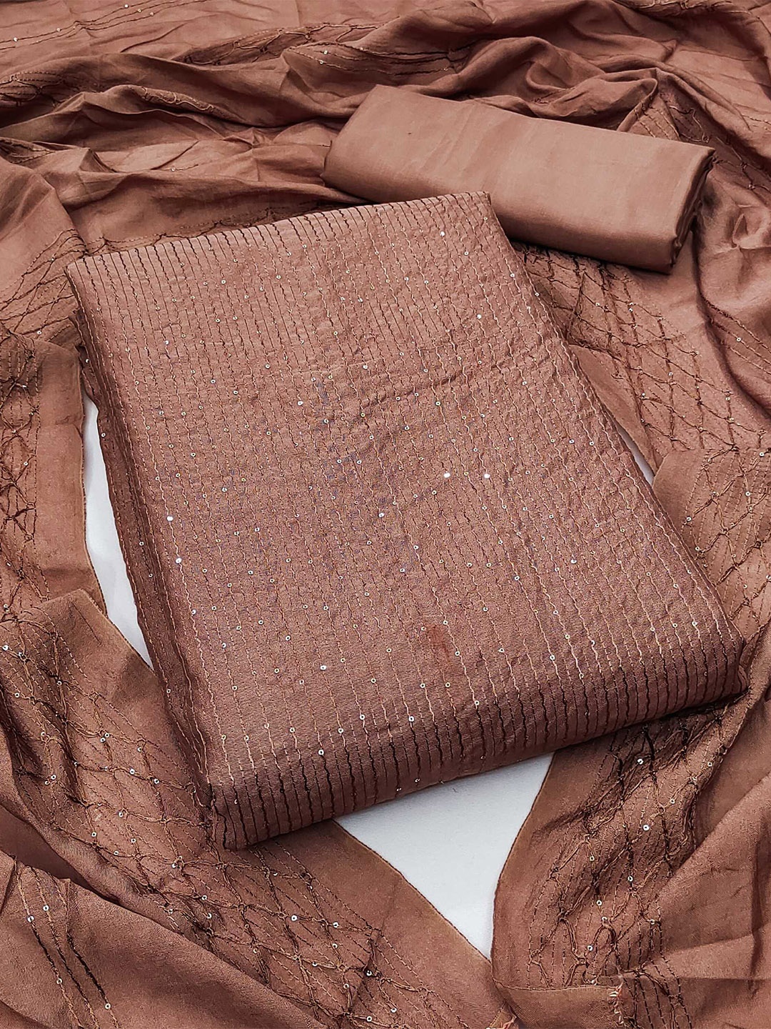 

Panzora Embroidered Unstitched Dress Material, Copper