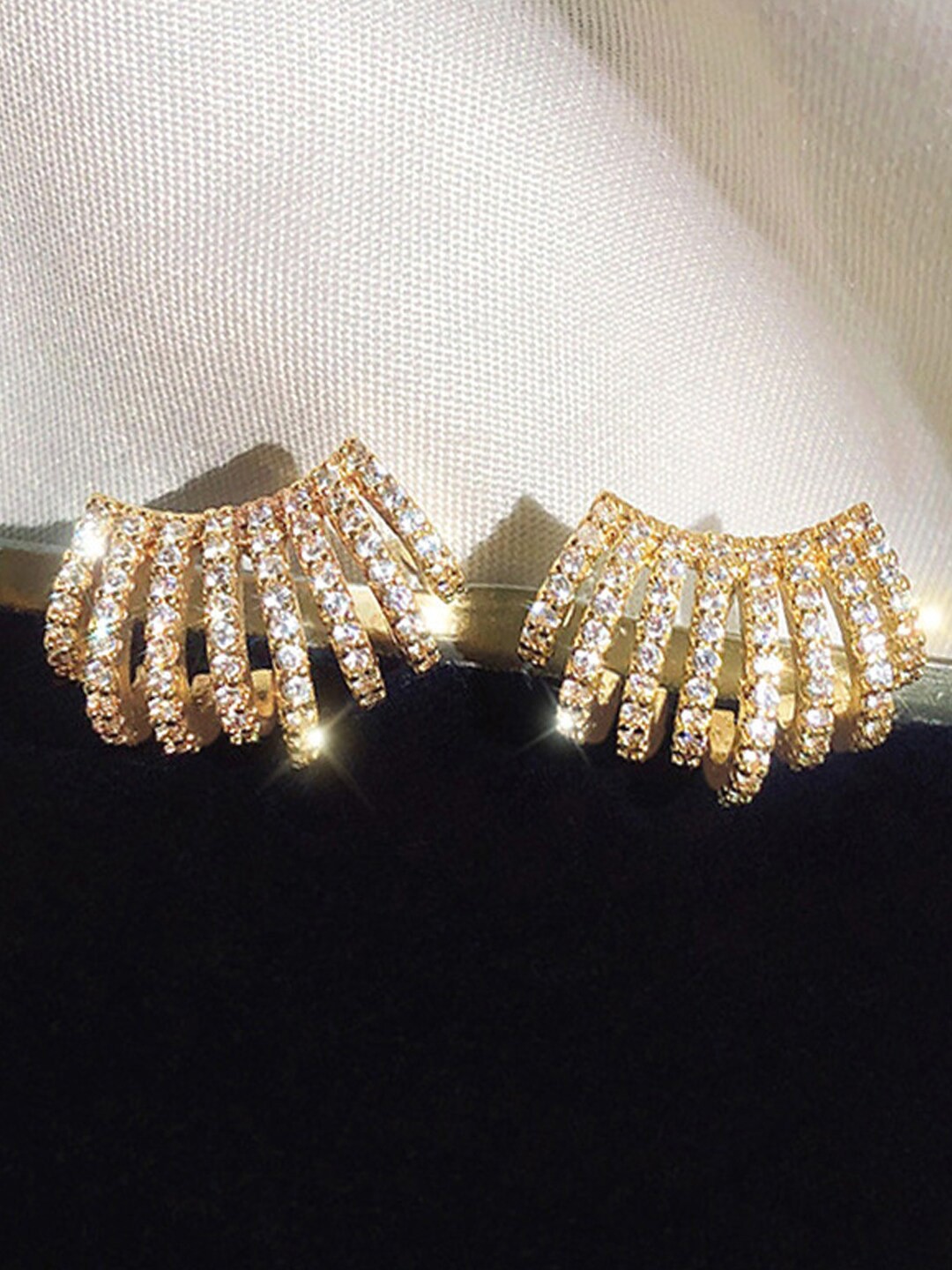 

Krelin Gold-Plated Stone-Studded Geometric Studs Earrings