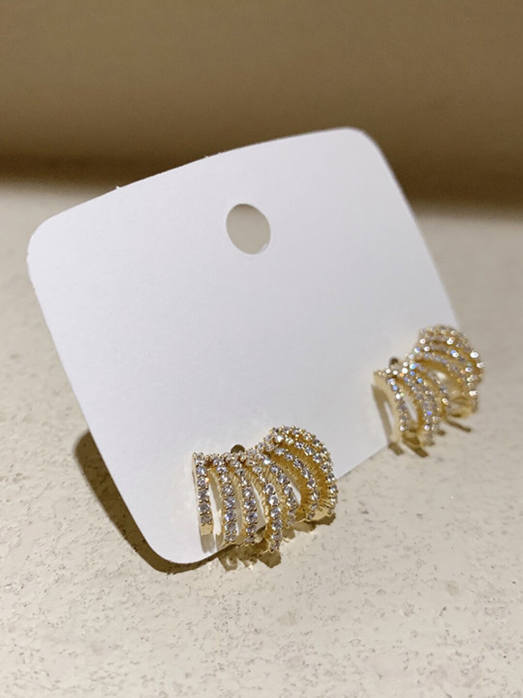 

Krelin Gold-Plated Stone-Studded Geometric Studs Earrings