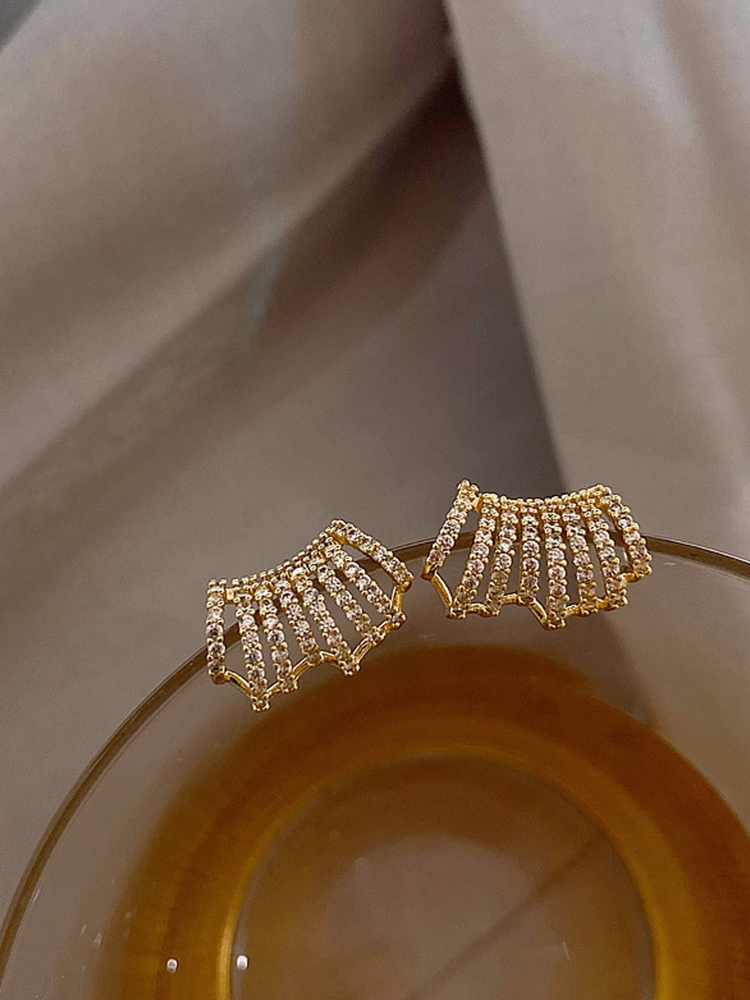 

Krelin Gold-Plated Stone-Studded Stud Earrings