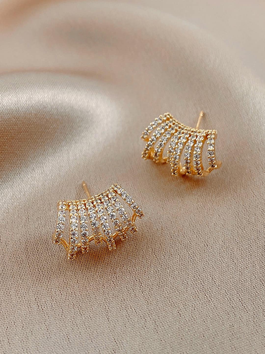 

Krelin Gold-Plated Stone-Studded Stud Earrings