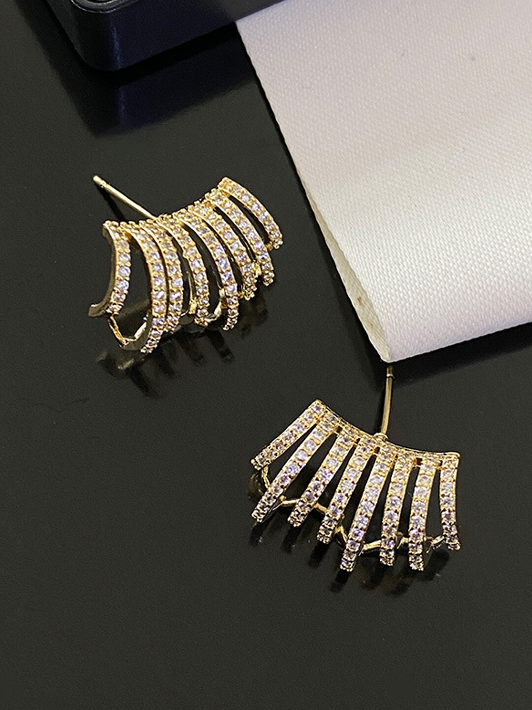 

Krelin Gold-Plated Stone-Studded Stud Earrings