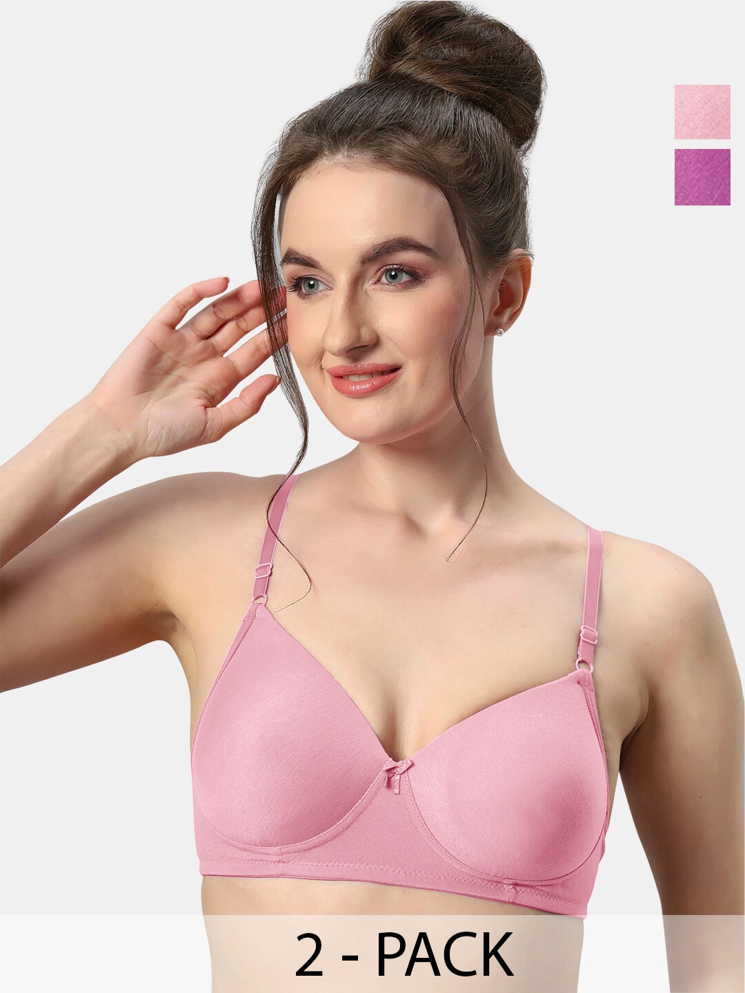 

Sonari Pack Of 2 Medium Coverage Lightly Padded T-shirt Bras- All Day Comfort, Purple