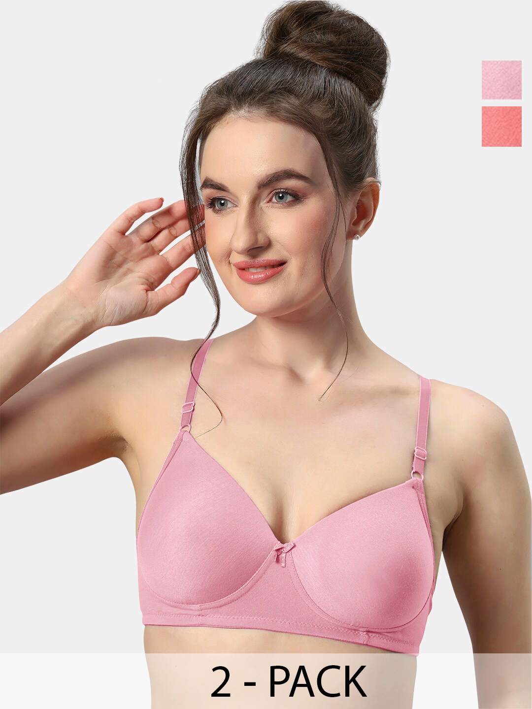 

Sonari Pack Of 2 Medium Coverage Lightly Padded T-shirt Bras- All Day Comfort, Red
