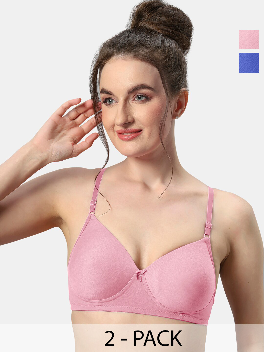 

Sonari Pack Of 2 Medium Coverage Lightly Padded T-shirt Bras With All Day Comfort, Pink