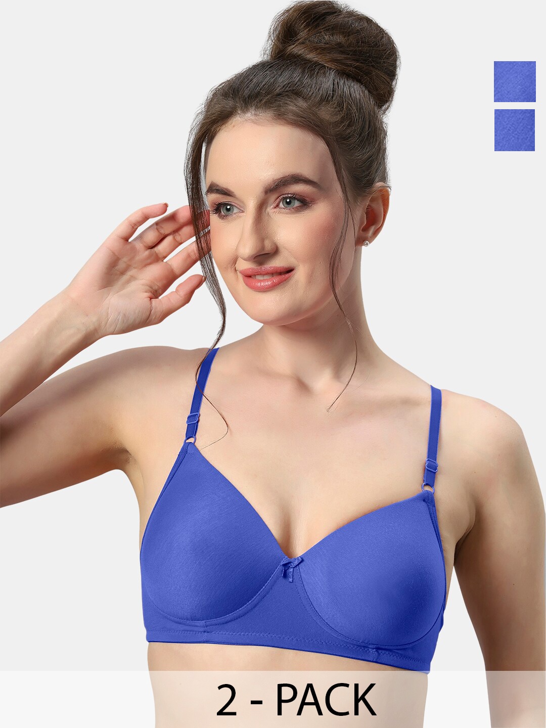 

Sonari Pack Of 2 Medium Coverage Lightly Padded T-shirt Bra With All Day Comfort, Blue