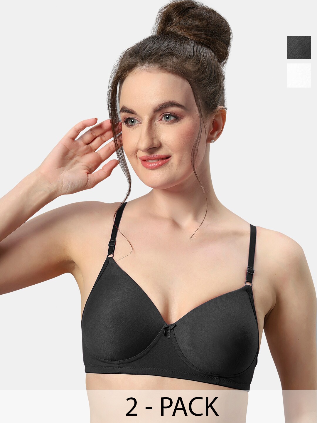 

Sonari Pack Of 2 Lightly Padded Medium Coverage T-Shirt Bra With All Day Comfort, White