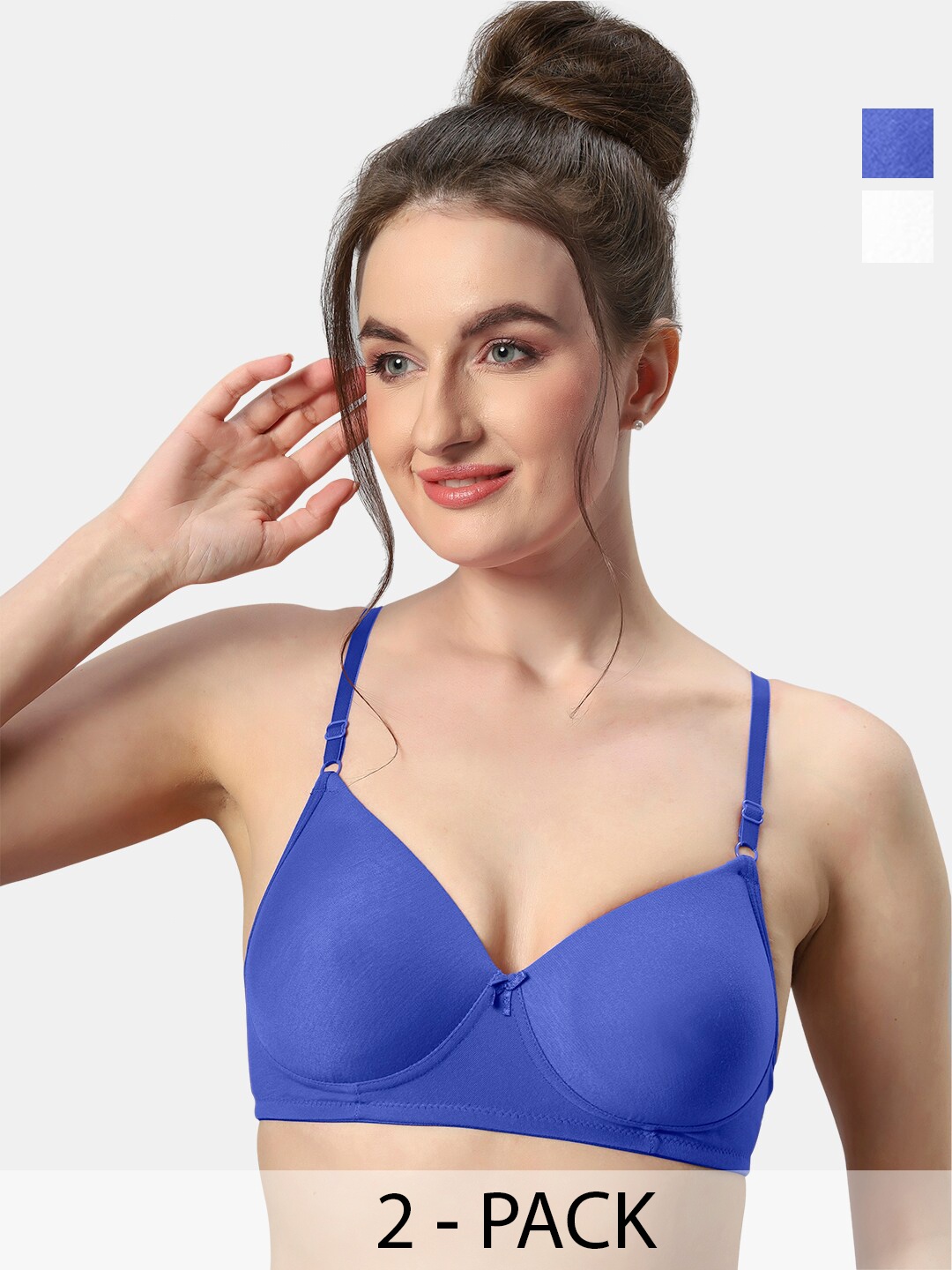

Sonari Pack Of 2 Lightly Padded Medium Coverage T-Shirt Bra With All Day Comfort, Blue