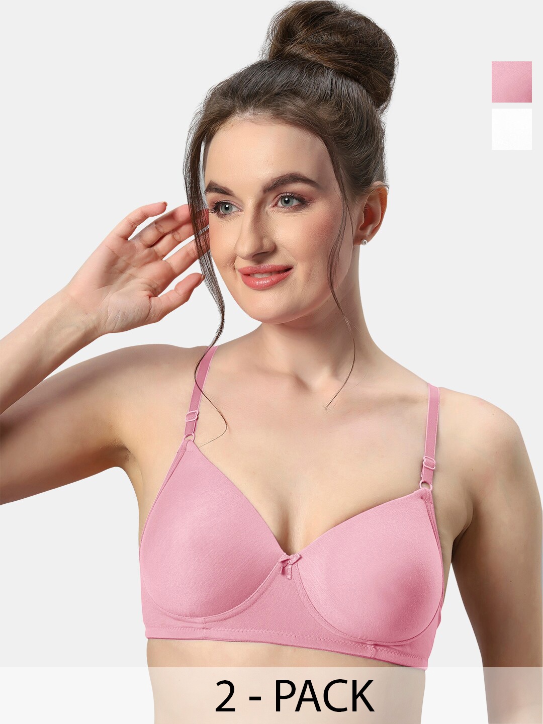 

Sonari Pack Of 2 Non Padded Medium Coverage T-Shirt Bra With All Day Comfort, White