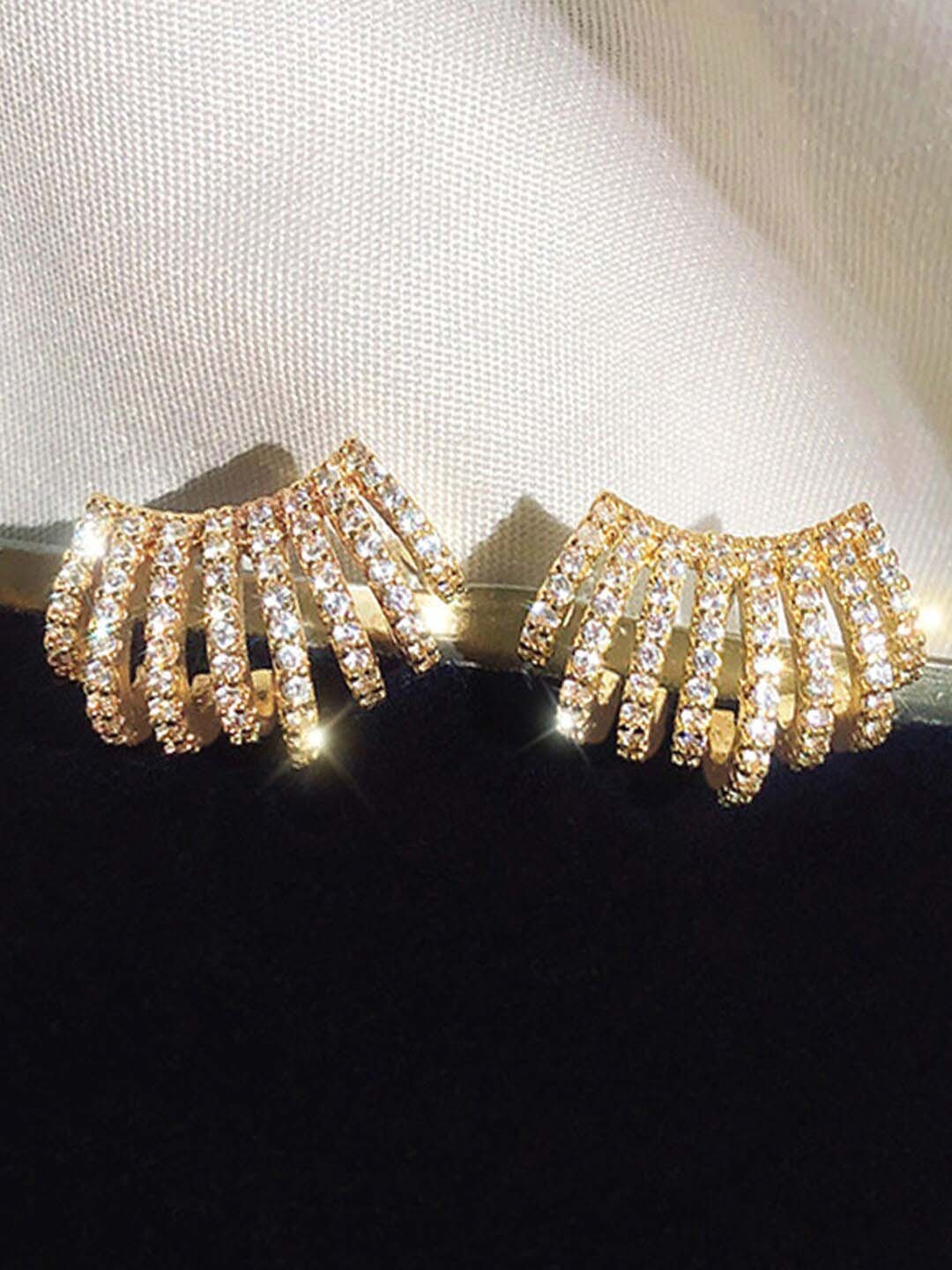 

FIMBUL Gold-Plated Stone-Studded Stud Earrings