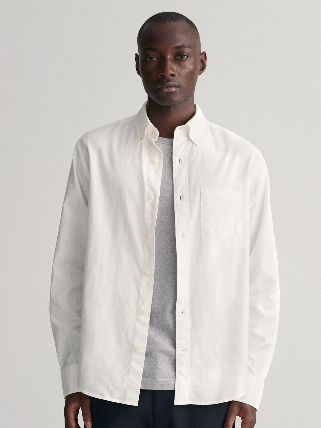 

GANT Solid Button Down Regular Fit Shirt, Off white